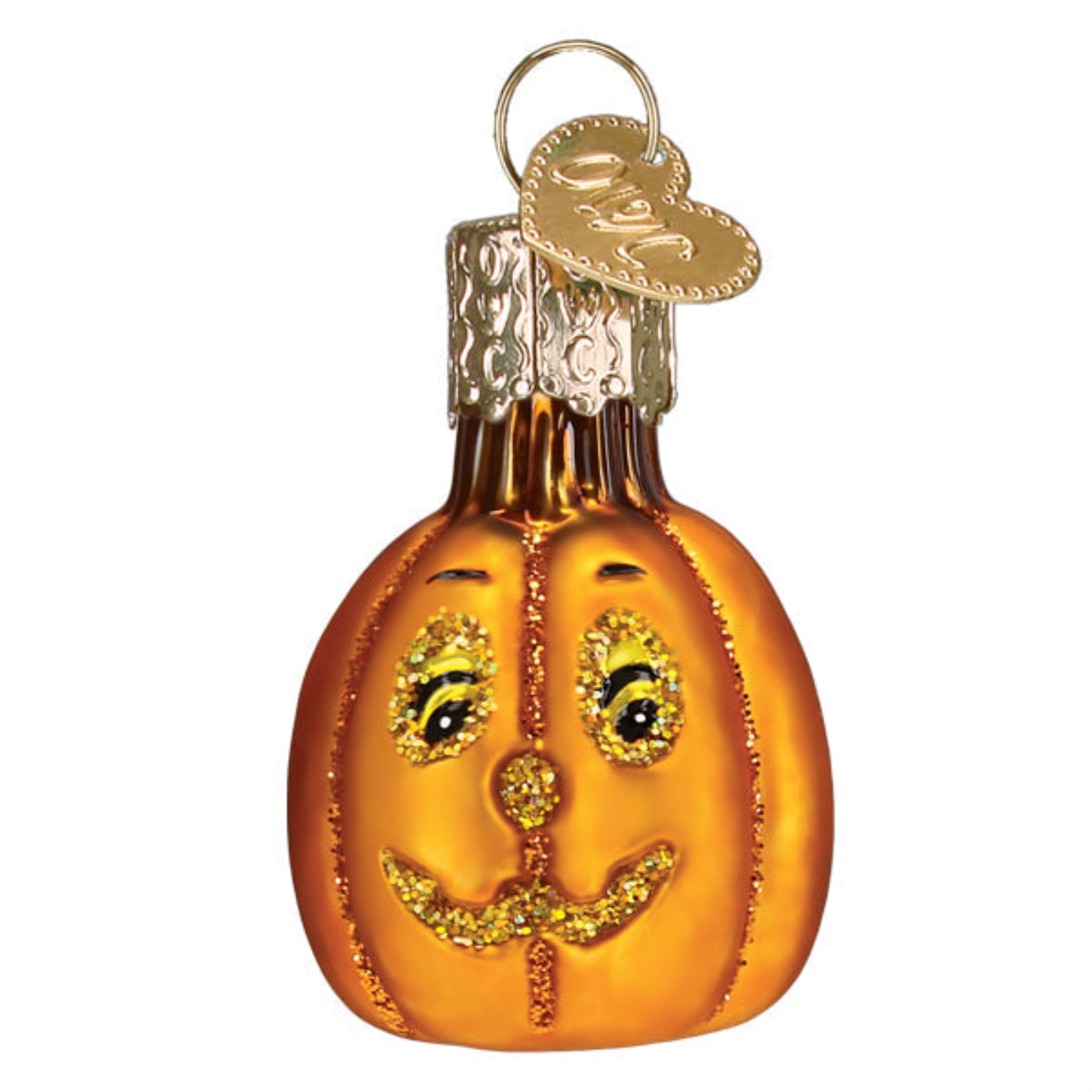 Old World Christmas Blown Glass Hanging Ornament for Halloween, Mini Jack O'Lantern (with OWC Gift Box)