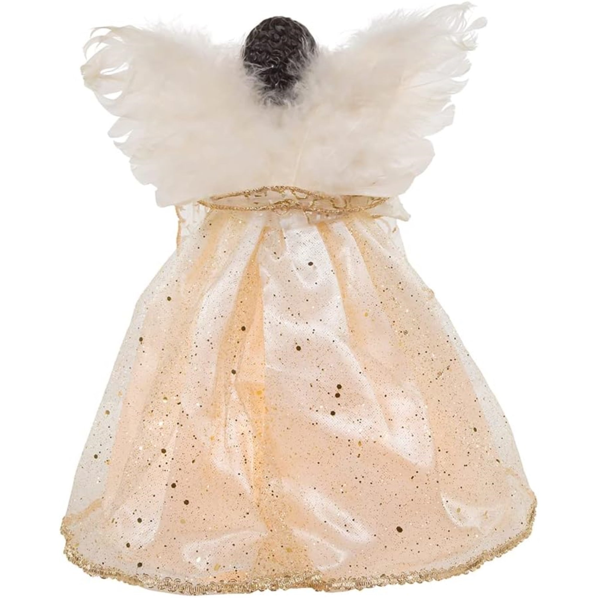 Kurt Adler Lighted Christmas Tree Treetop, 10-Lights, African American Angel, Ivory & Gold, 12"