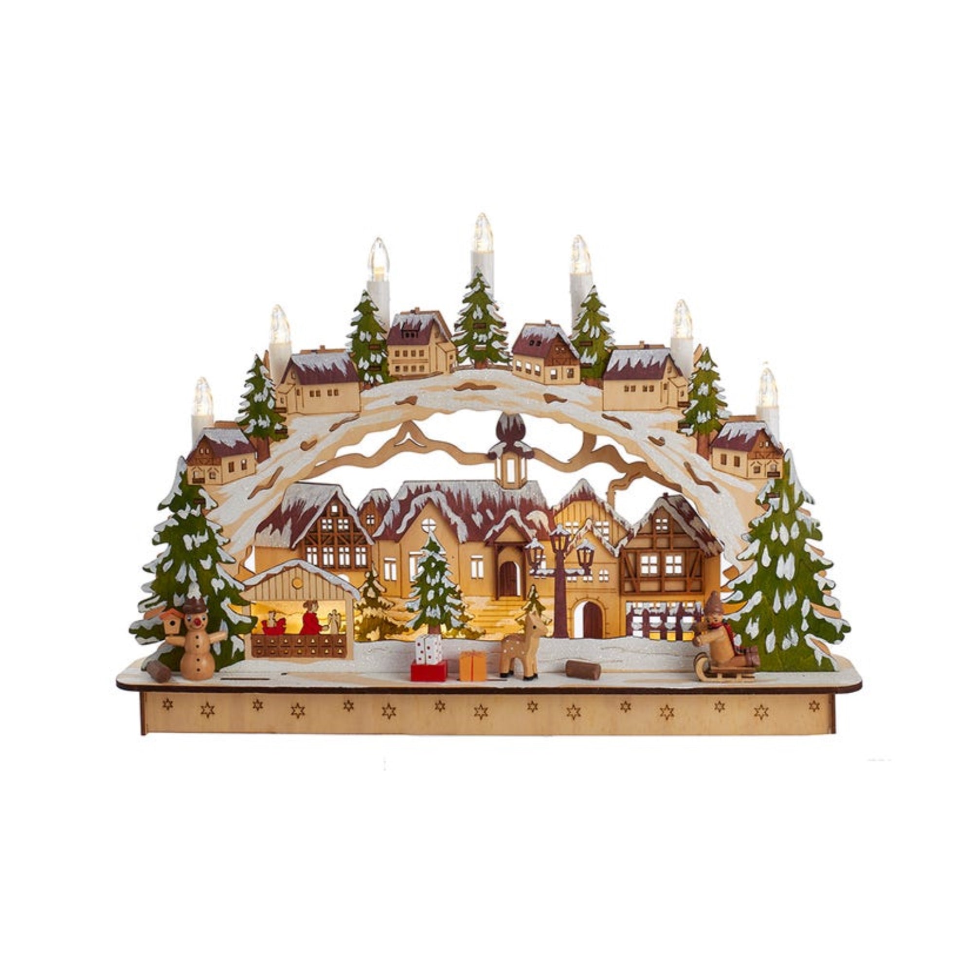 Kurt Adler Battery-Operated Lighted LED Wooden Village House Table Decoration, 17.5"
