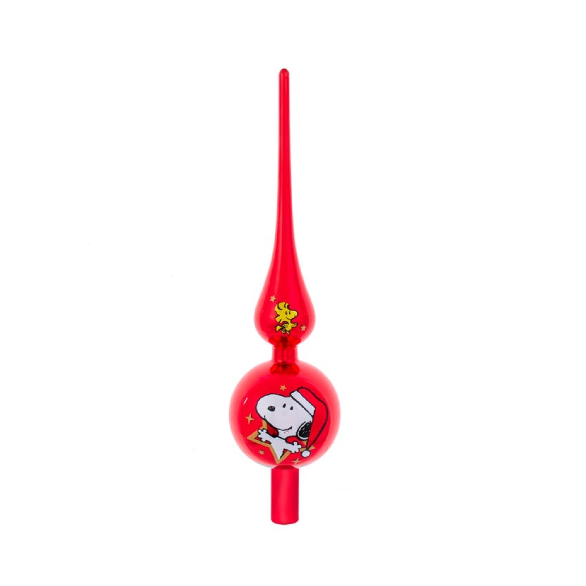 Kurt Adler Un-Lit Peanuts Glass Snoopy Finial Treetop, 12"