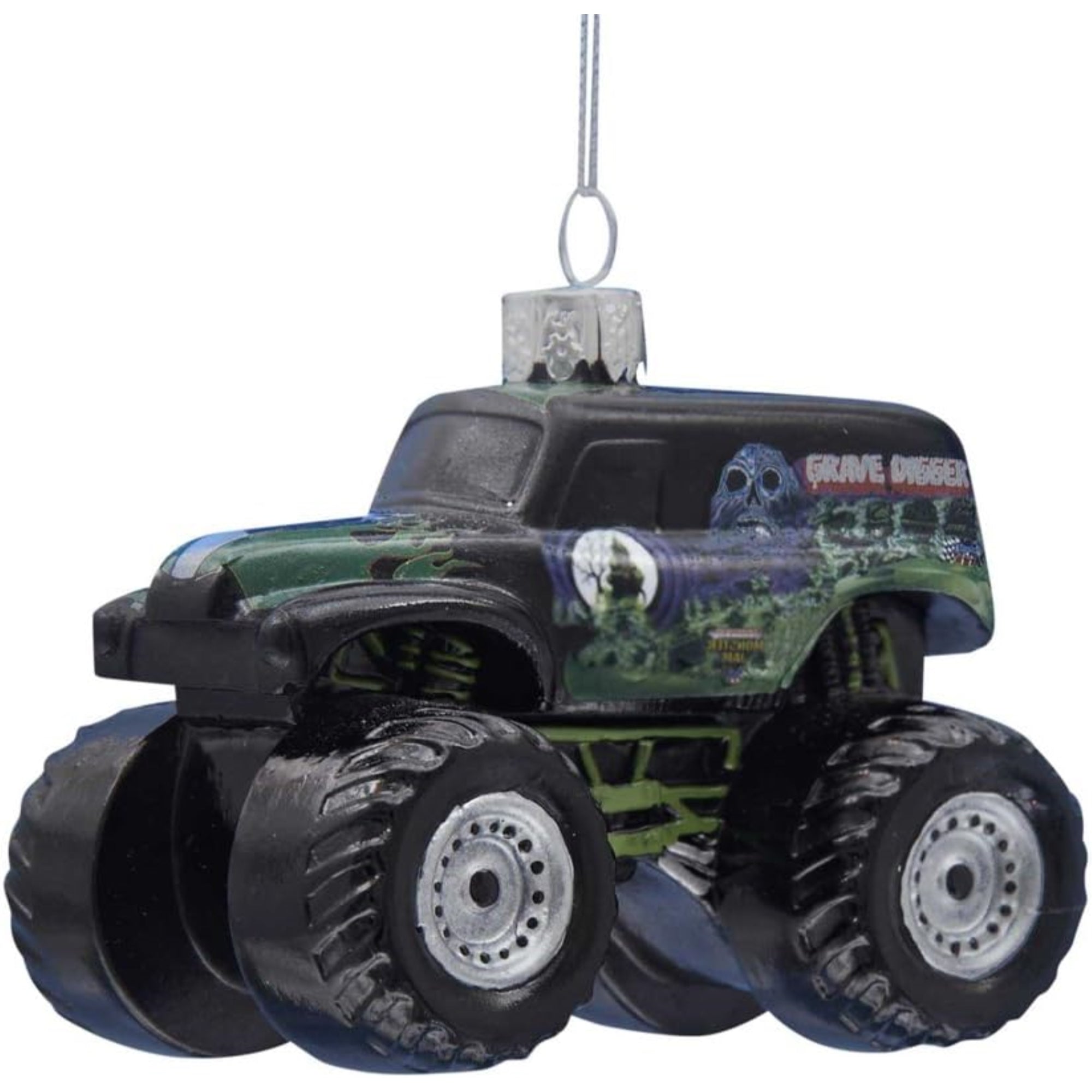 Kurt Adler Glass Ornament for Christmas Tree, Monster Jam Grave Digger, 6"