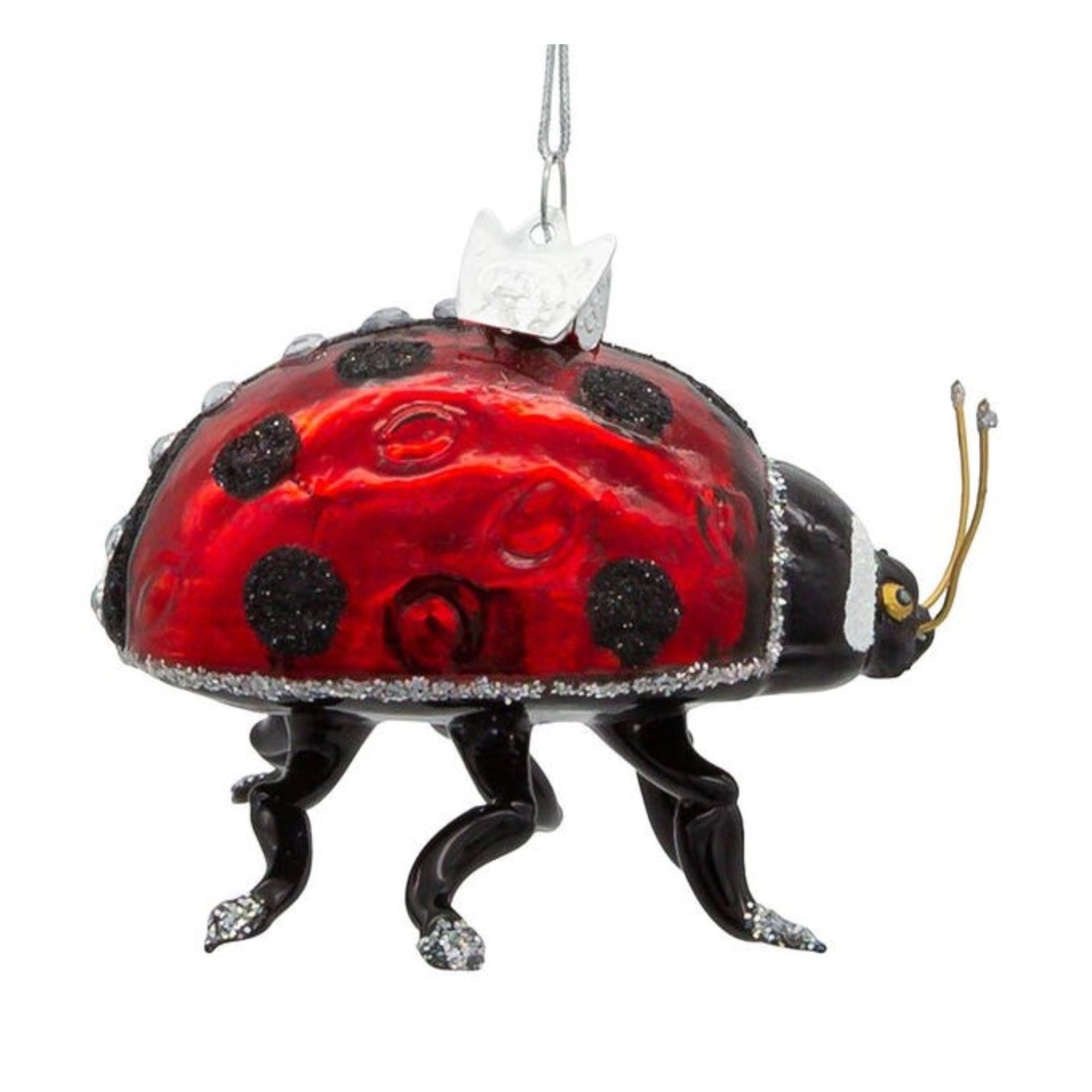 Kurt Adler Noble Gems Glass Ornament for Christmas Tree, Ladybug, 3"