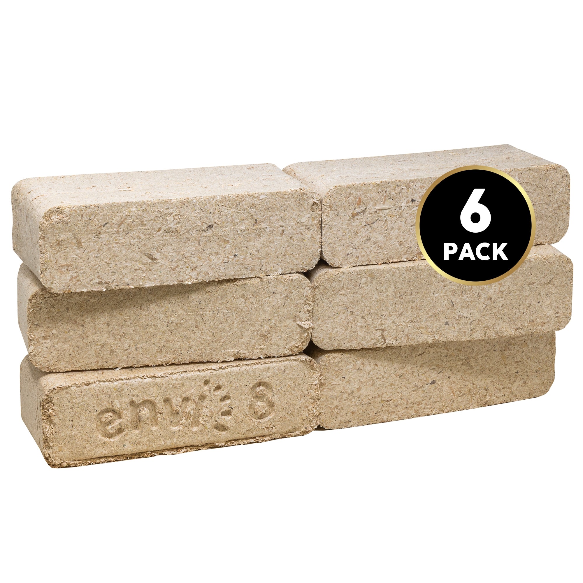 Firewood Central Envi 8 Hardwood Fuel Blocks by Bio-Diversity -100% Natural Compressed Sawdust, High Heat, Long Burn for Fireplaces, Stoves, and Fire Pits (6 Pack)