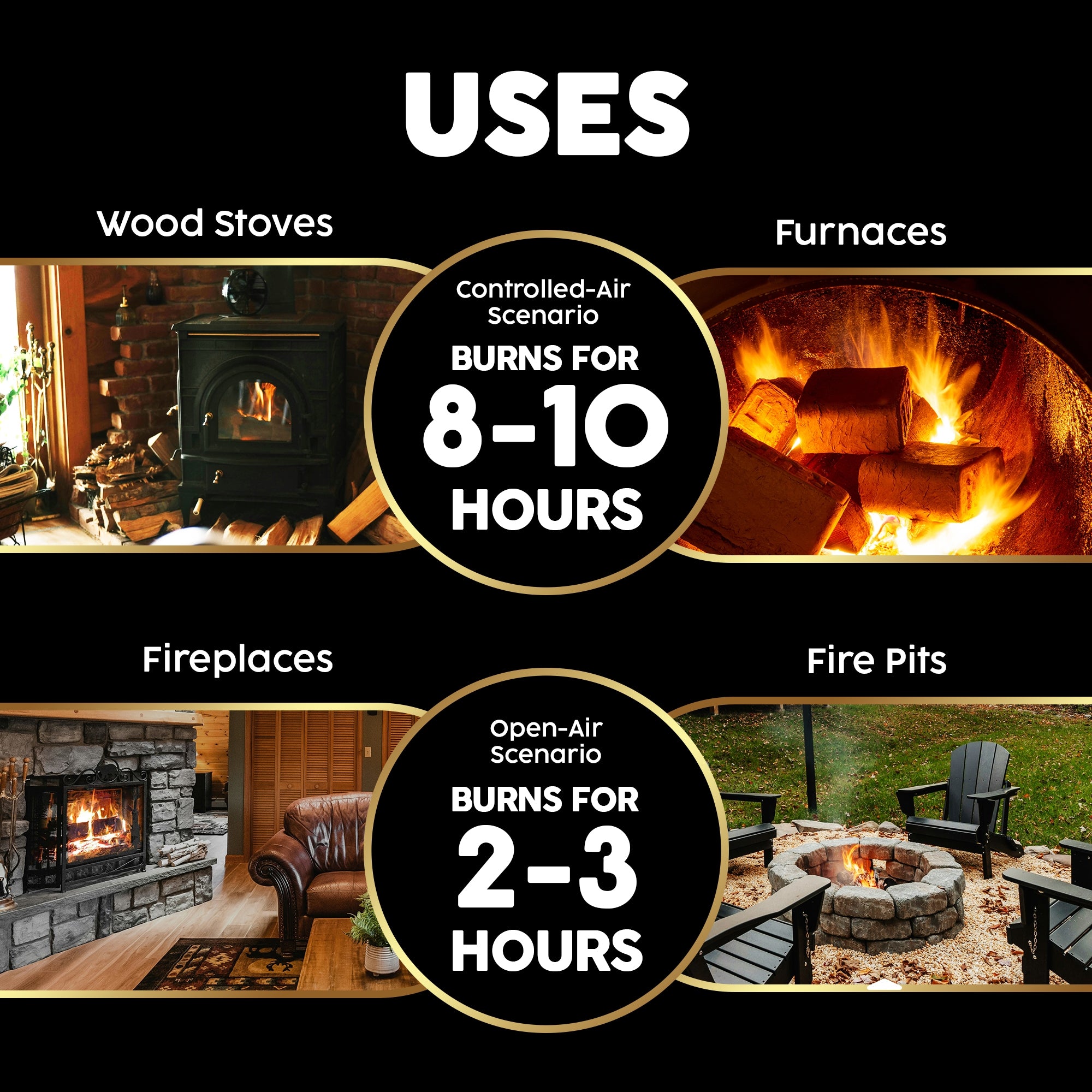 Firewood Central Envi Hardwood Fuel Blocks by Bio-Diversity -100% Natural Compressed Sawdust, High Heat, Long Burn for Fireplaces, Stoves, and Fire Pits (3 Pack)