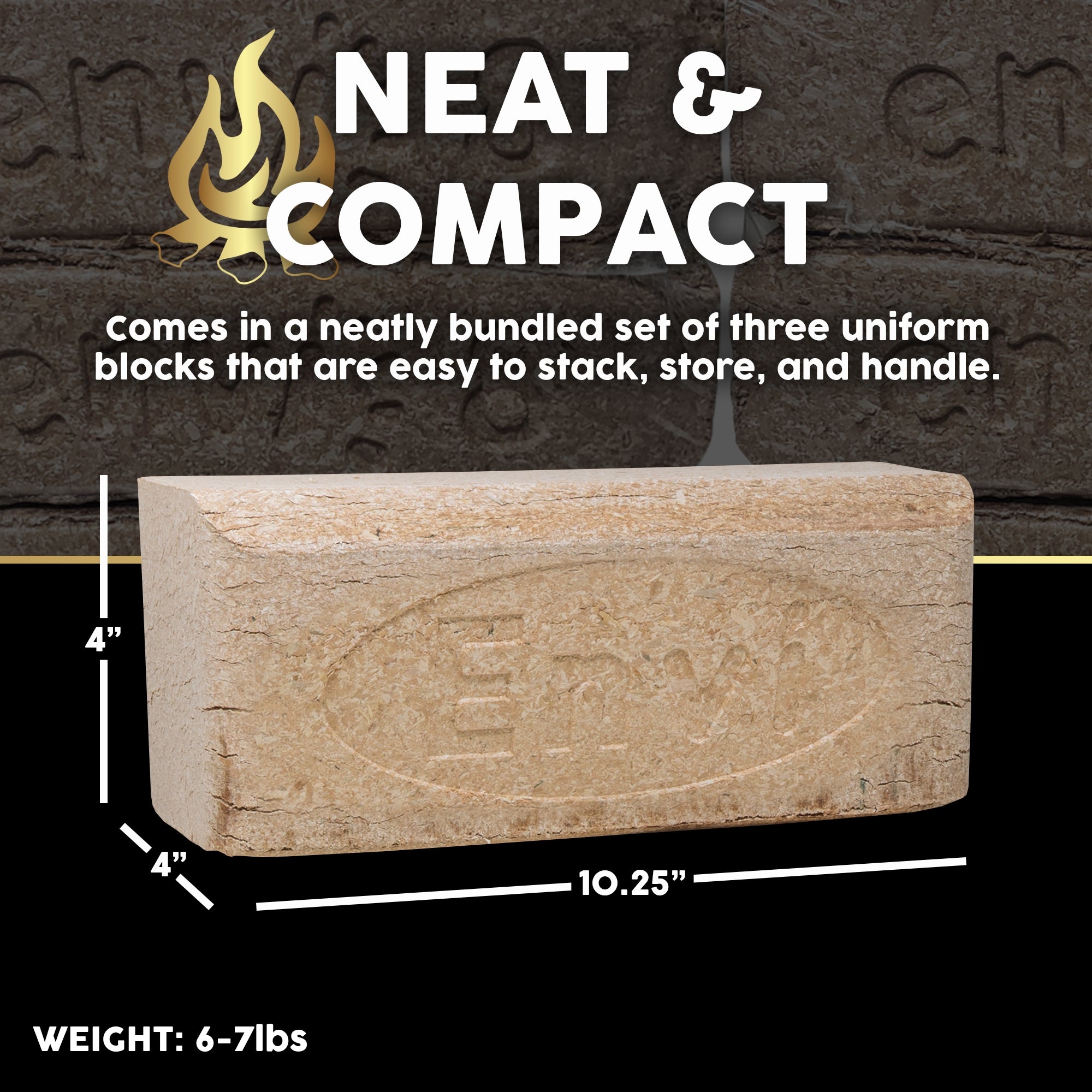 Firewood Central Envi Hardwood Fuel Blocks by Bio-Diversity -100% Natural Compressed Sawdust, High Heat, Long Burn for Fireplaces, Stoves, and Fire Pits (3 Pack)
