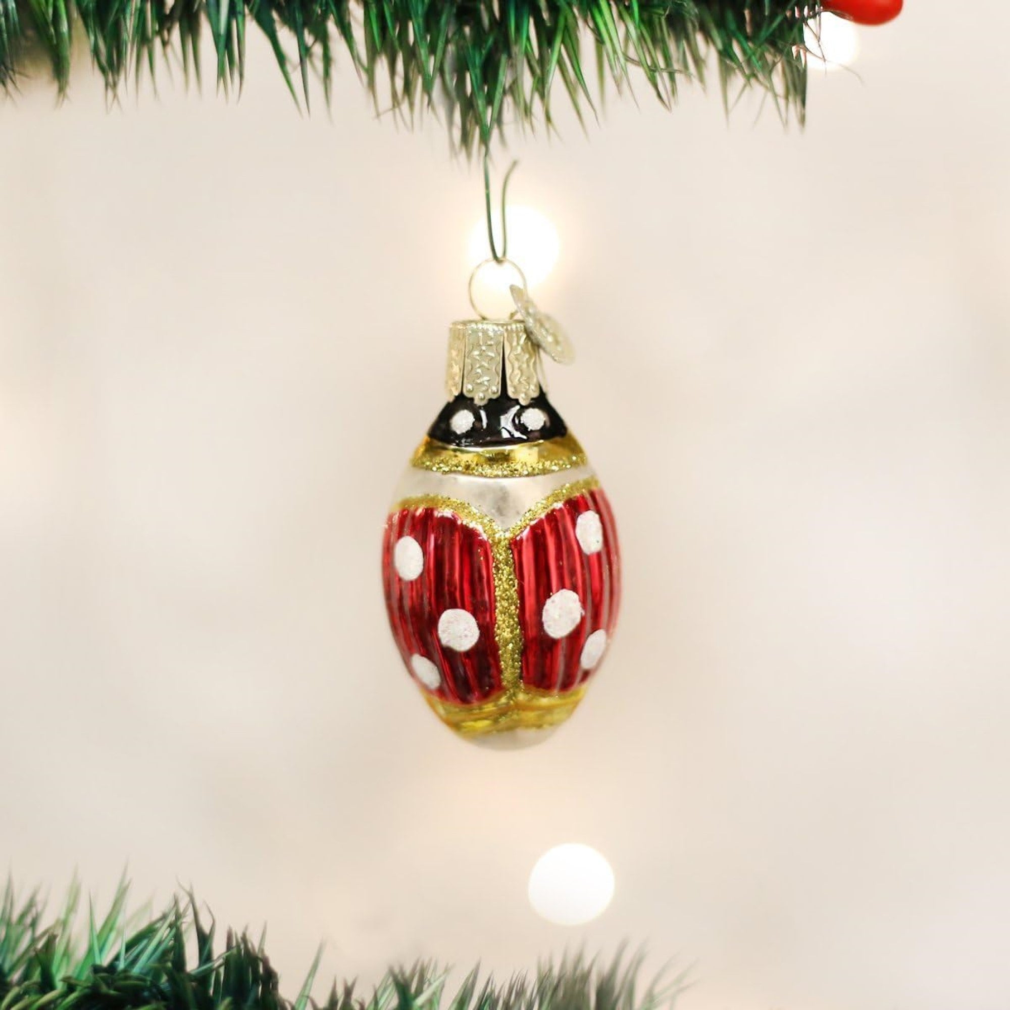 Old World Christmas Blown Glass Ornament for Christmas Tree, Lucky Ladybug