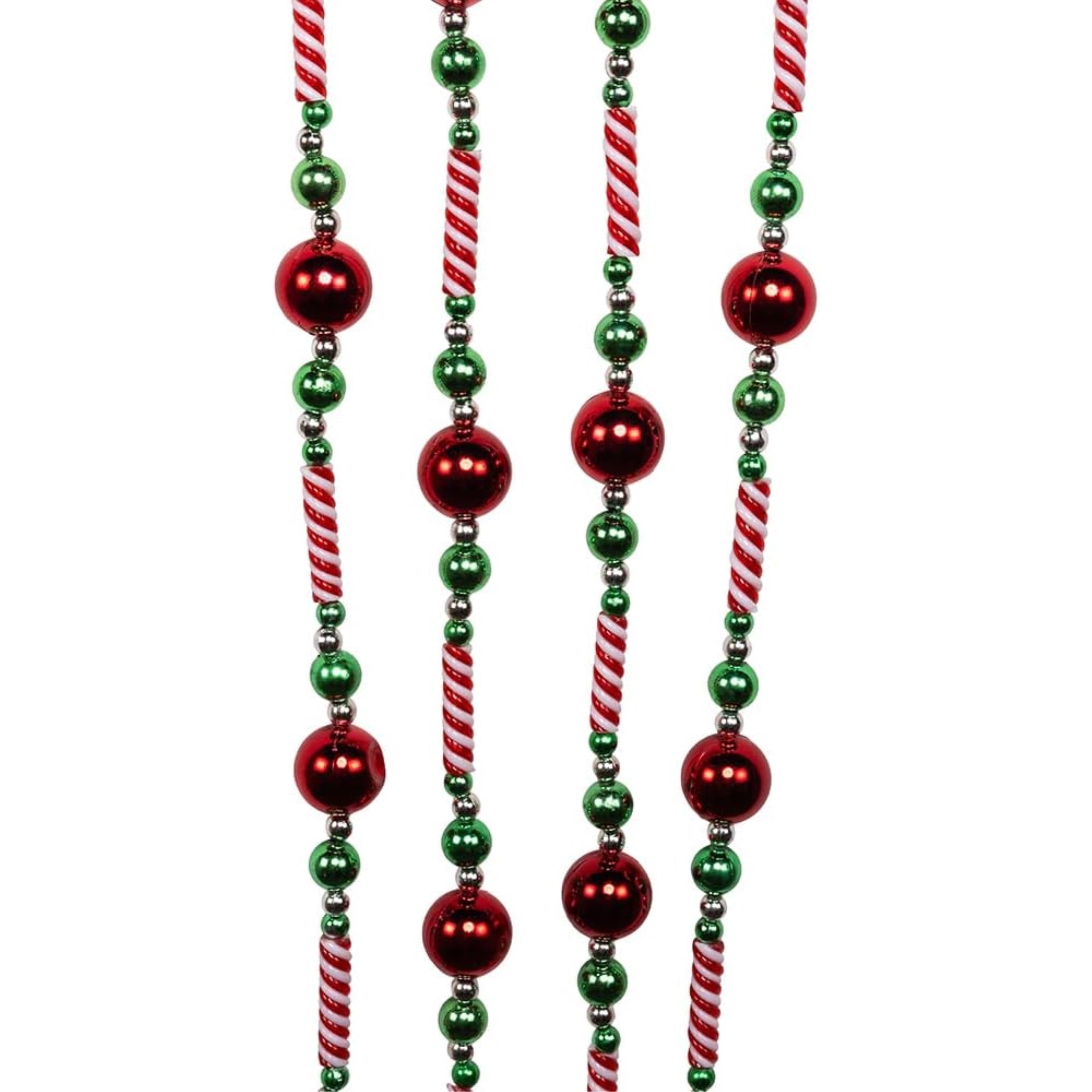Kurt Adler Christmas Candy Beaded Garland, Red and Green, 8ft
