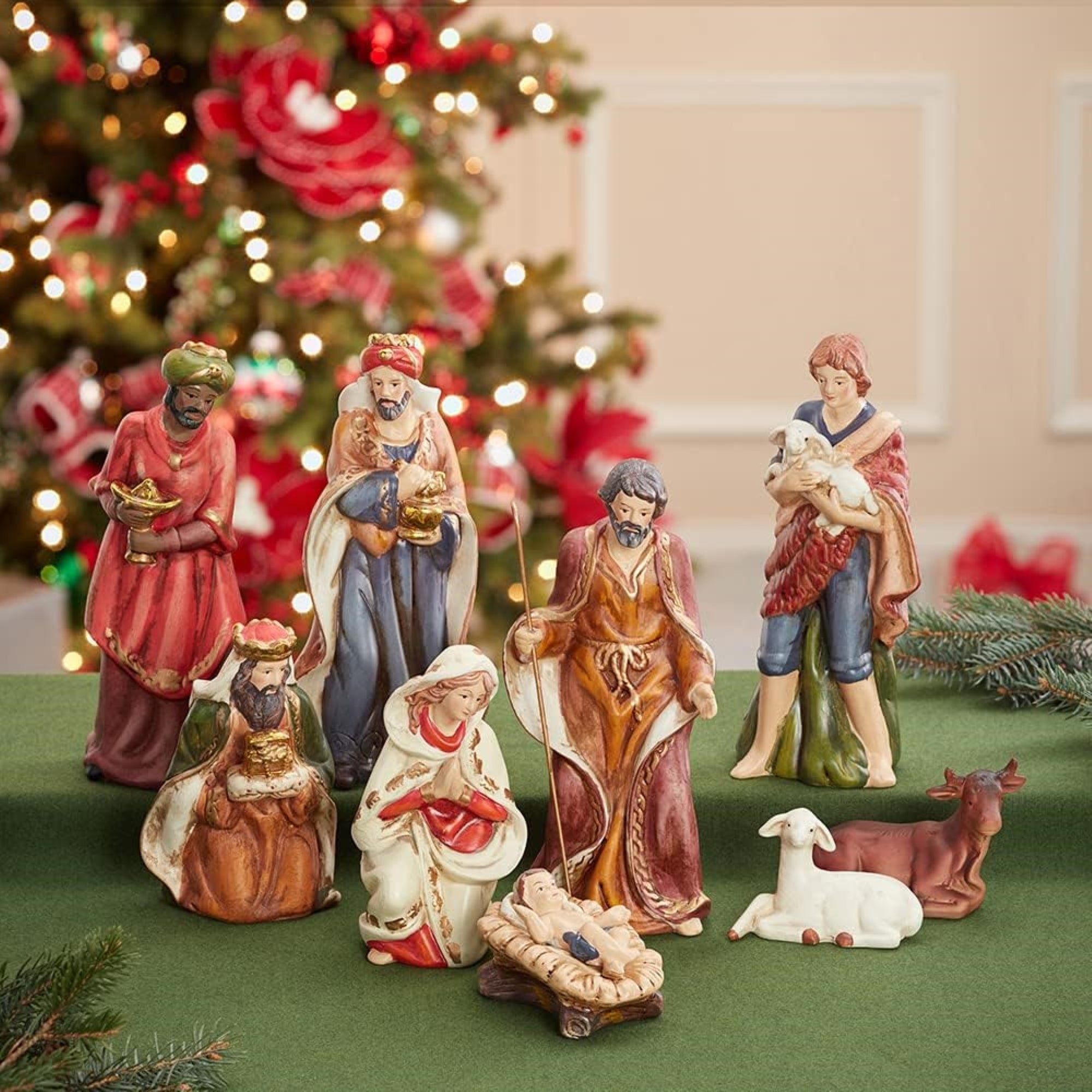 Kurt Adler Porcelain Nativity Figures Table Piece Set, 9 Pieces