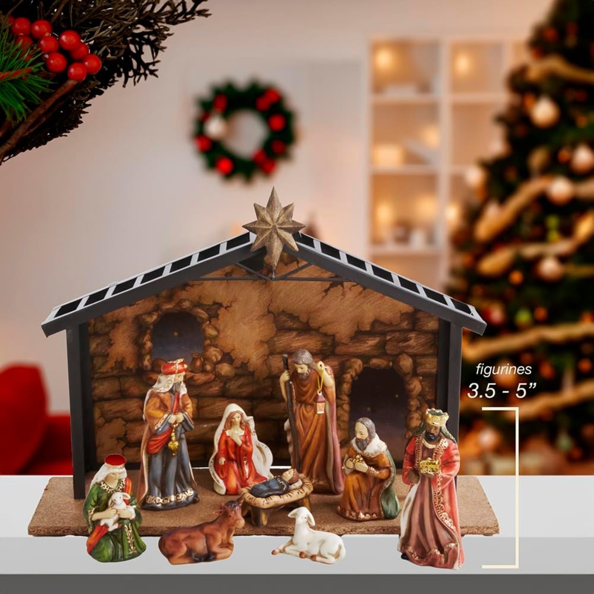 Kurt Adler Porcelain Nativity Figures Table Piece Set, 10 Pieces