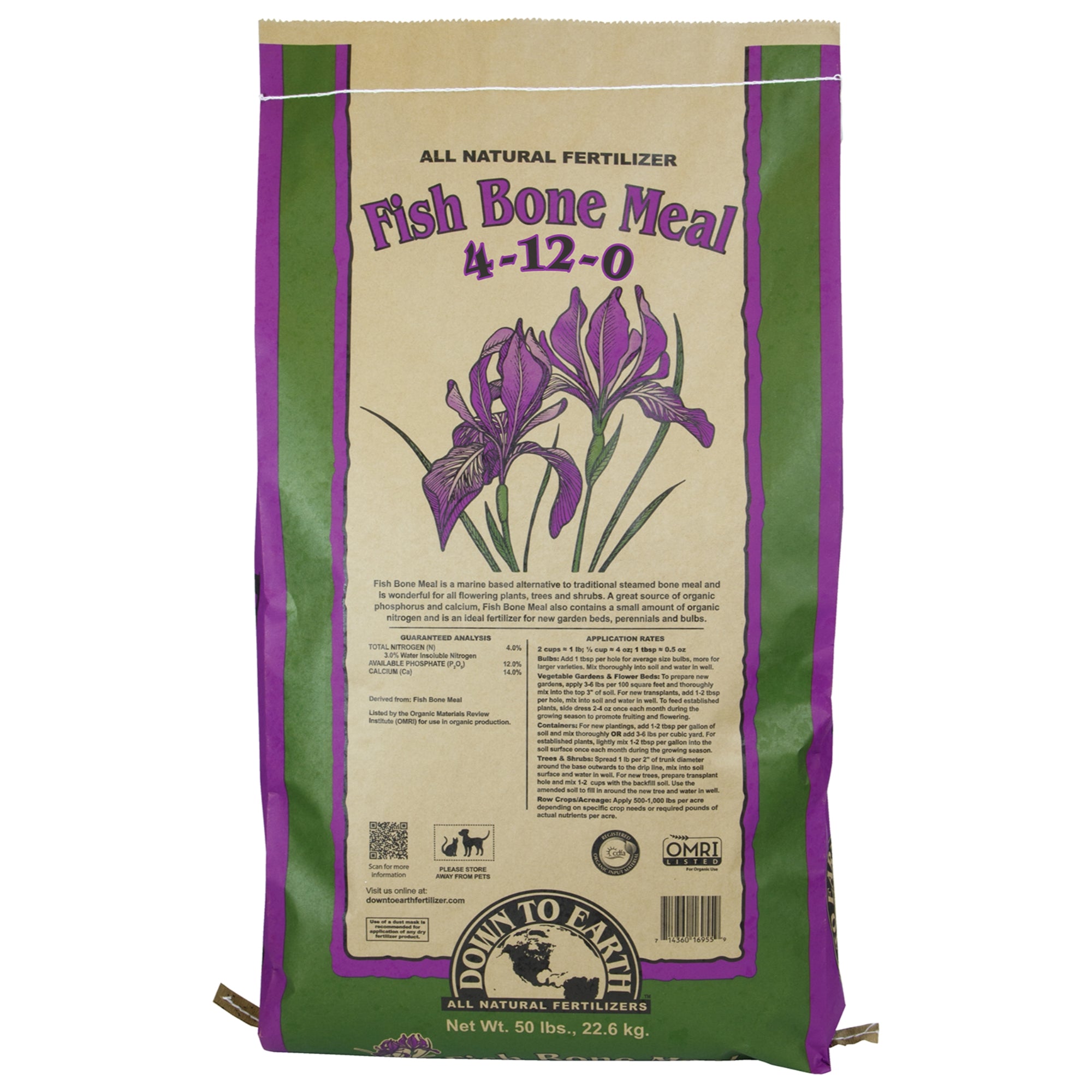 Down to Earth Organic Fish Bone Meal Fertilizer Mix 4-12-0