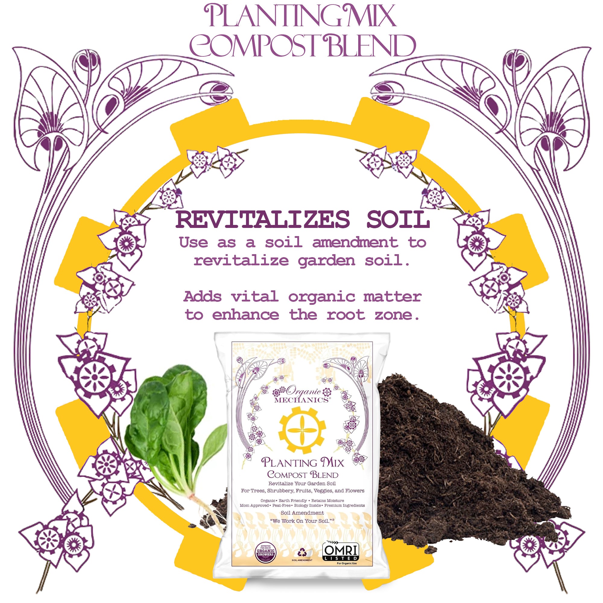 Organic Mechanics Planting Mix Compost Blend Soil Amendment