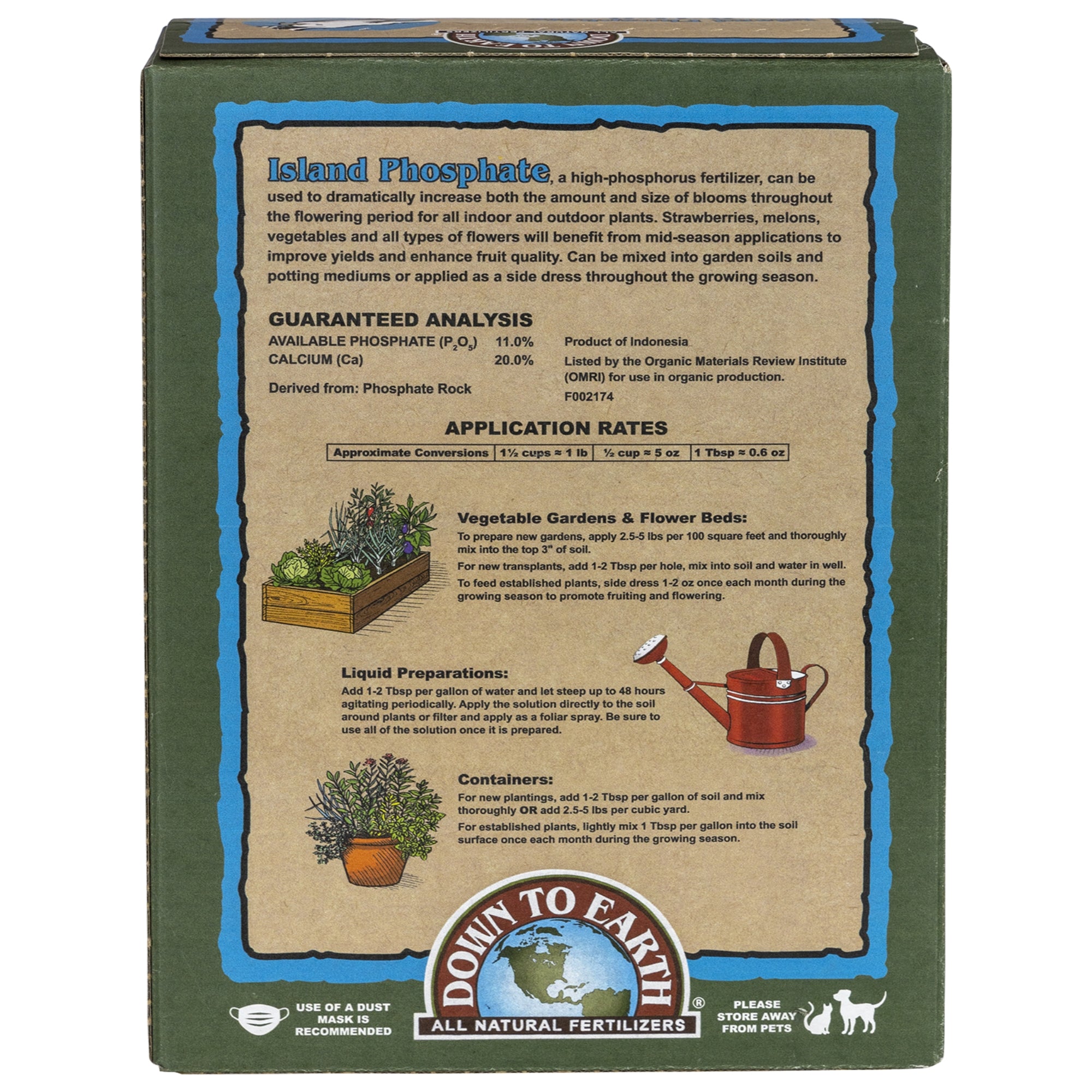 Down to Earth Island Phosphate 0-11-0 All Natural Fertilizer, 5lbs