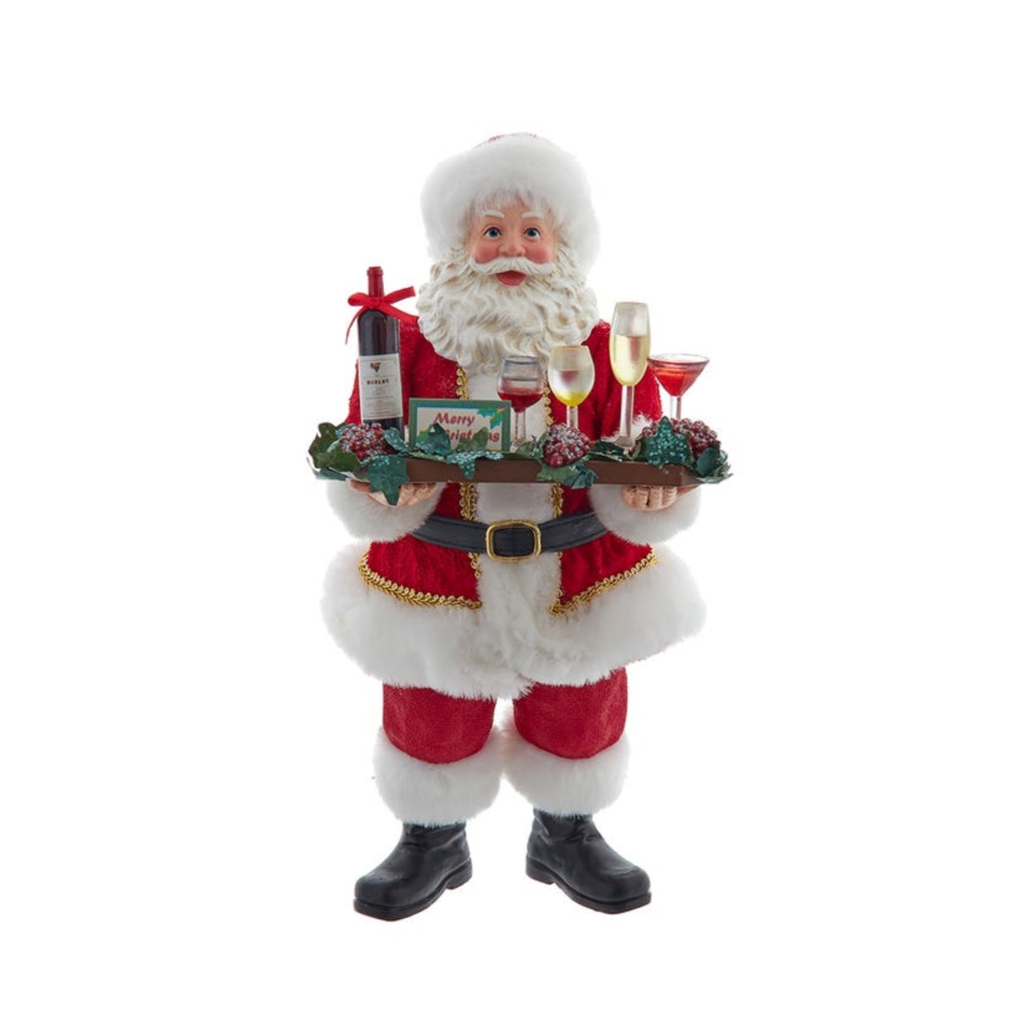 Kurt Adler Fabriche Wine Santa Standing Christmas Figurine, 10.5"