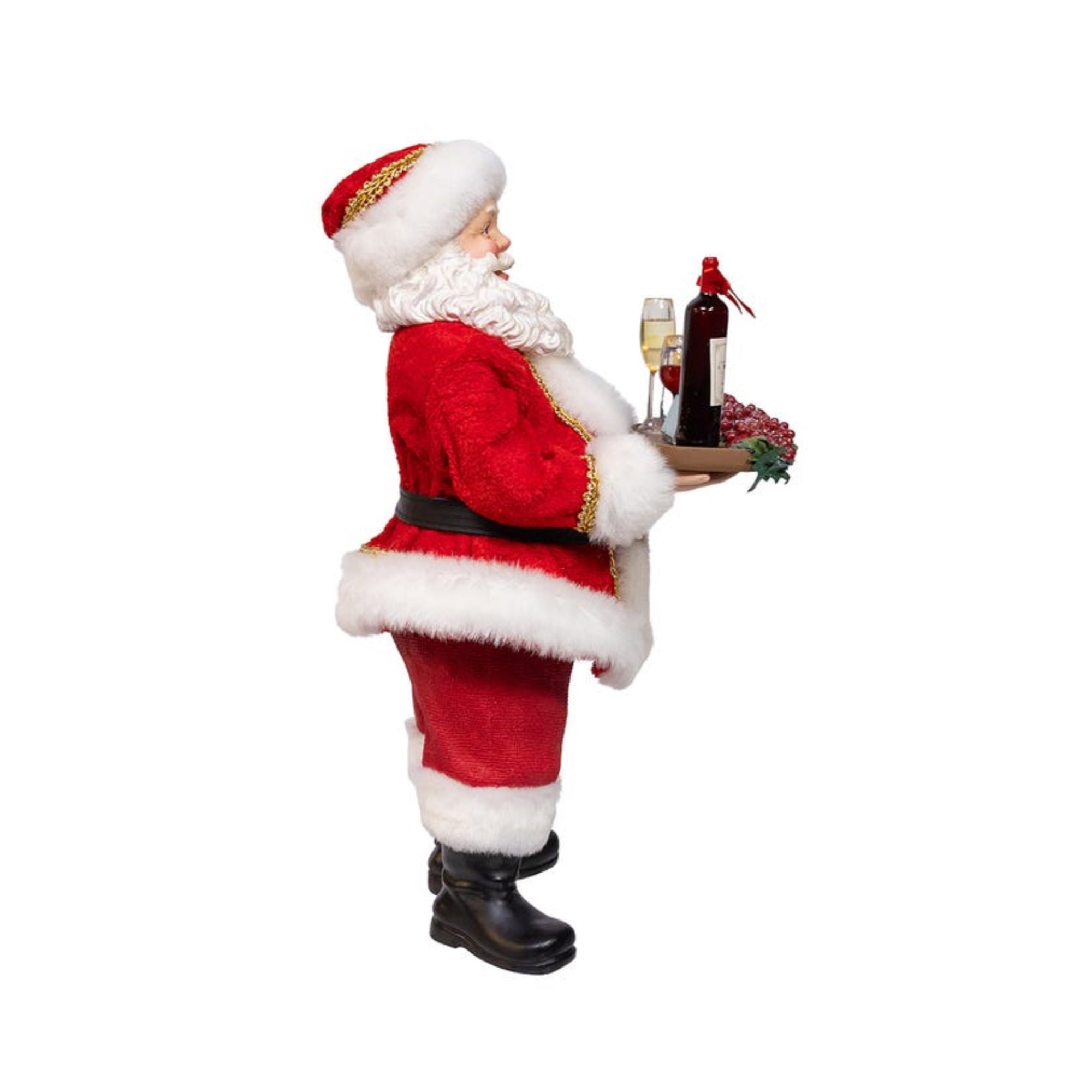 Kurt Adler Fabriche Wine Santa Standing Christmas Figurine, 10.5"
