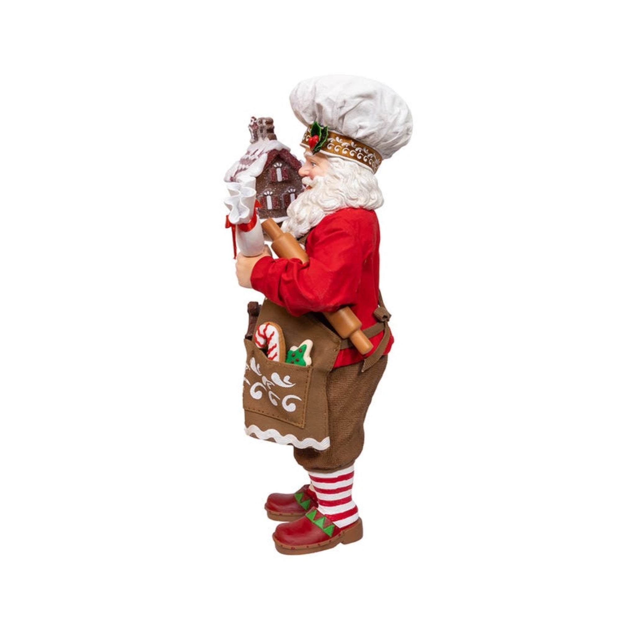 Kurt Adler Fabriché™ Chef Santa Decorating Gingerbread House Standing Christmas Figurine, 10.5"