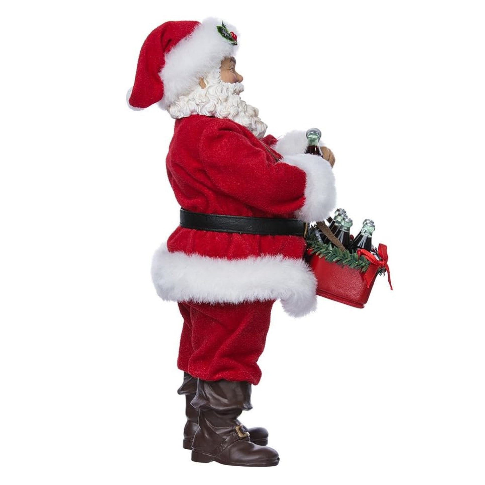Kurt Adler Fabriche Christmas Figurine, Coca-Cola Santa Opening a Coke 10.5in