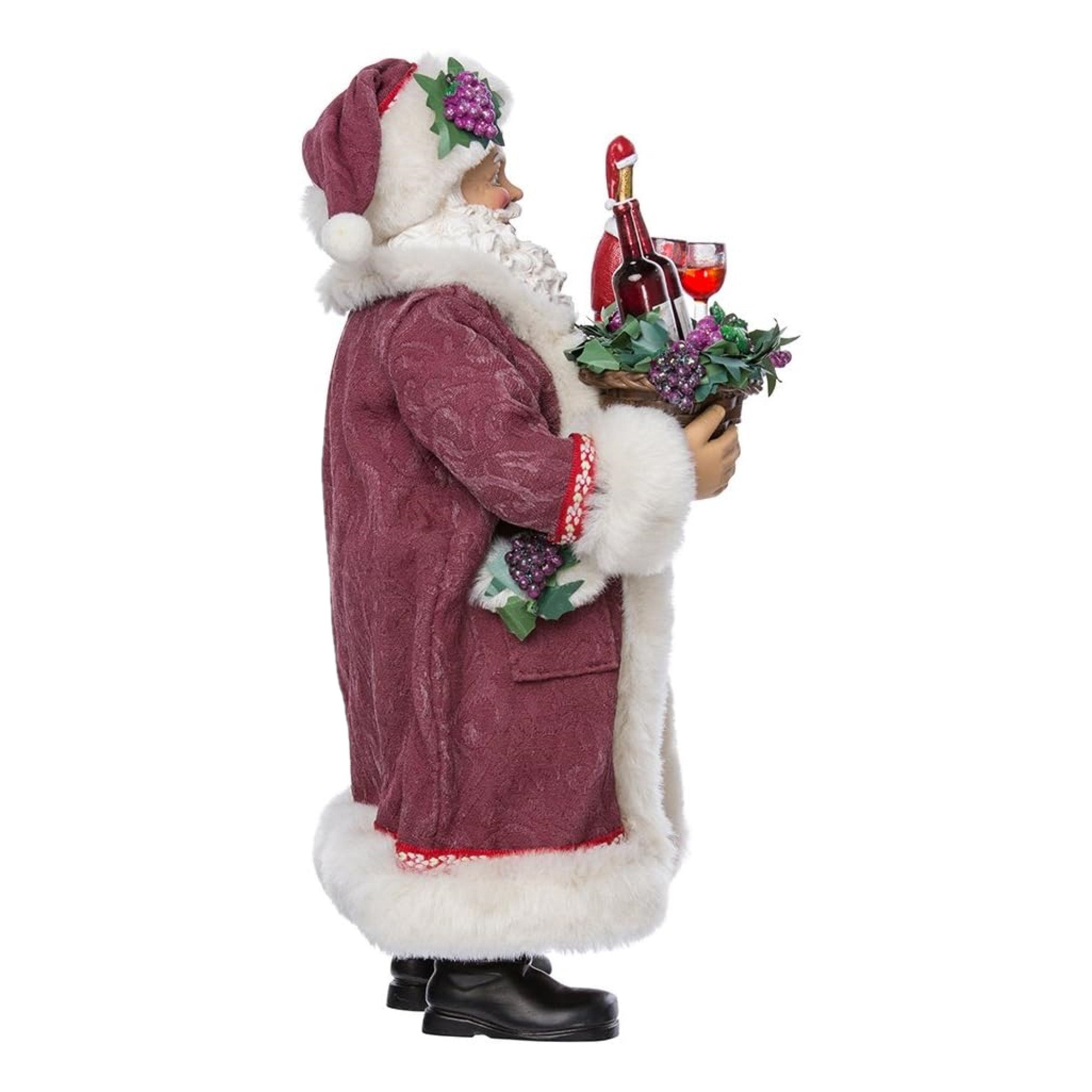 Kurt Adler Fabriche Christmas Figurine, Santa Holding Wine, 11.5in