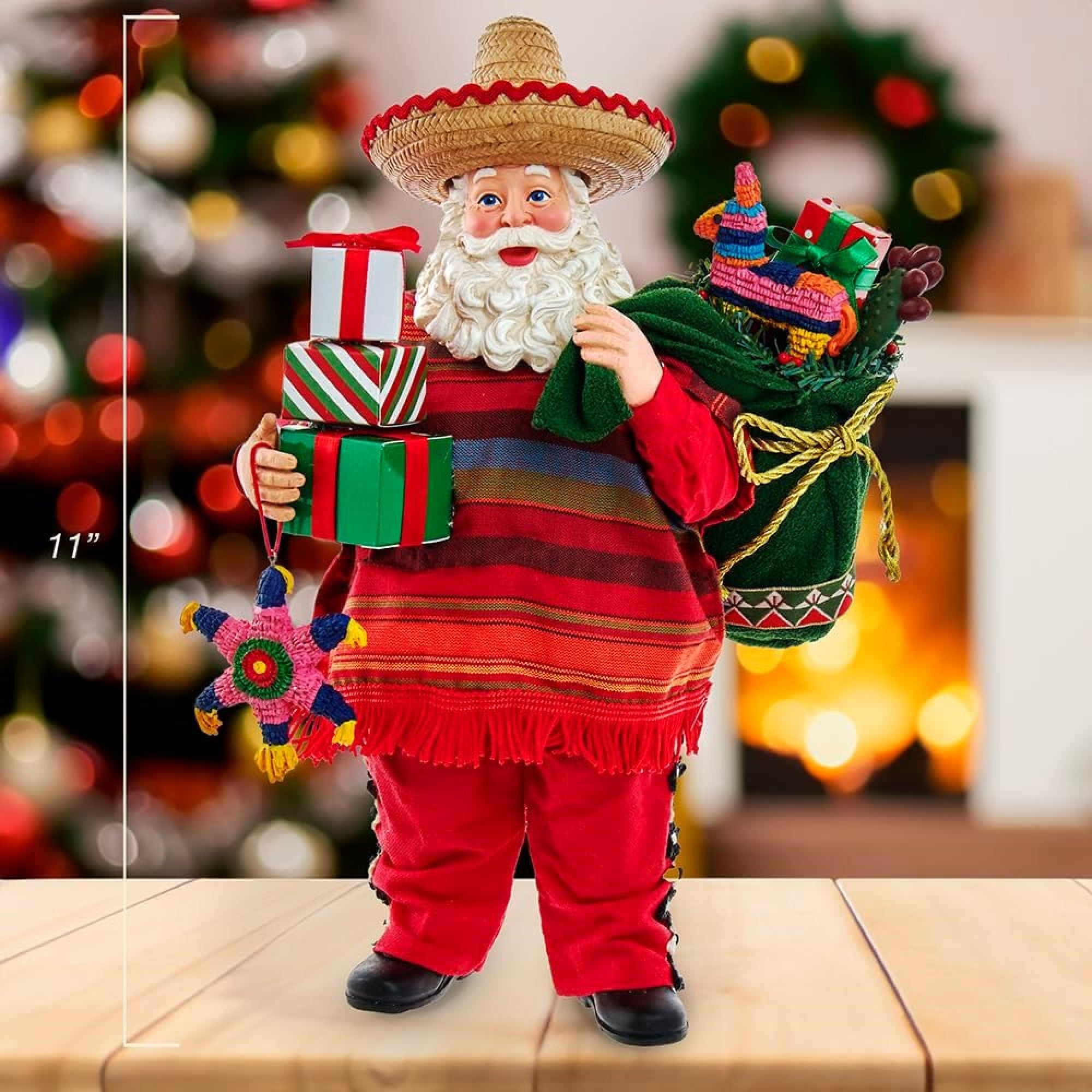 Kurt Adler Fabriche Christmas Figurine, Musical Mexican Santa, 11in