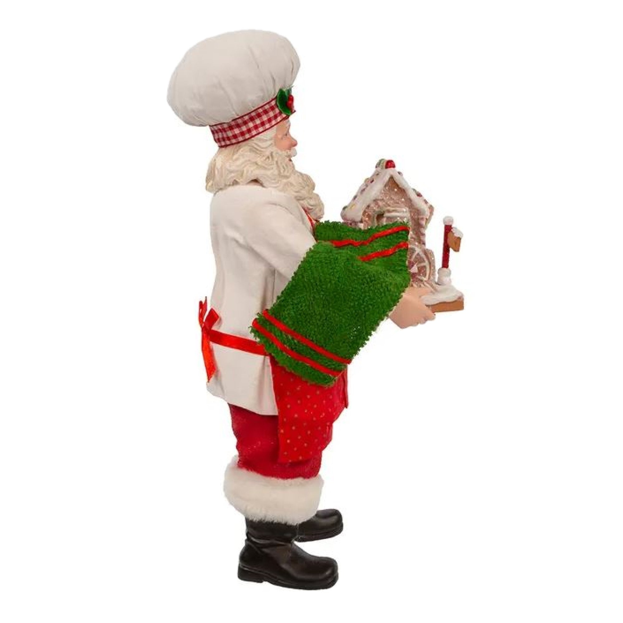 Kurt Adler Fabriche Christmas Figurine, Chef Santa with Gingerbread Train, 11in