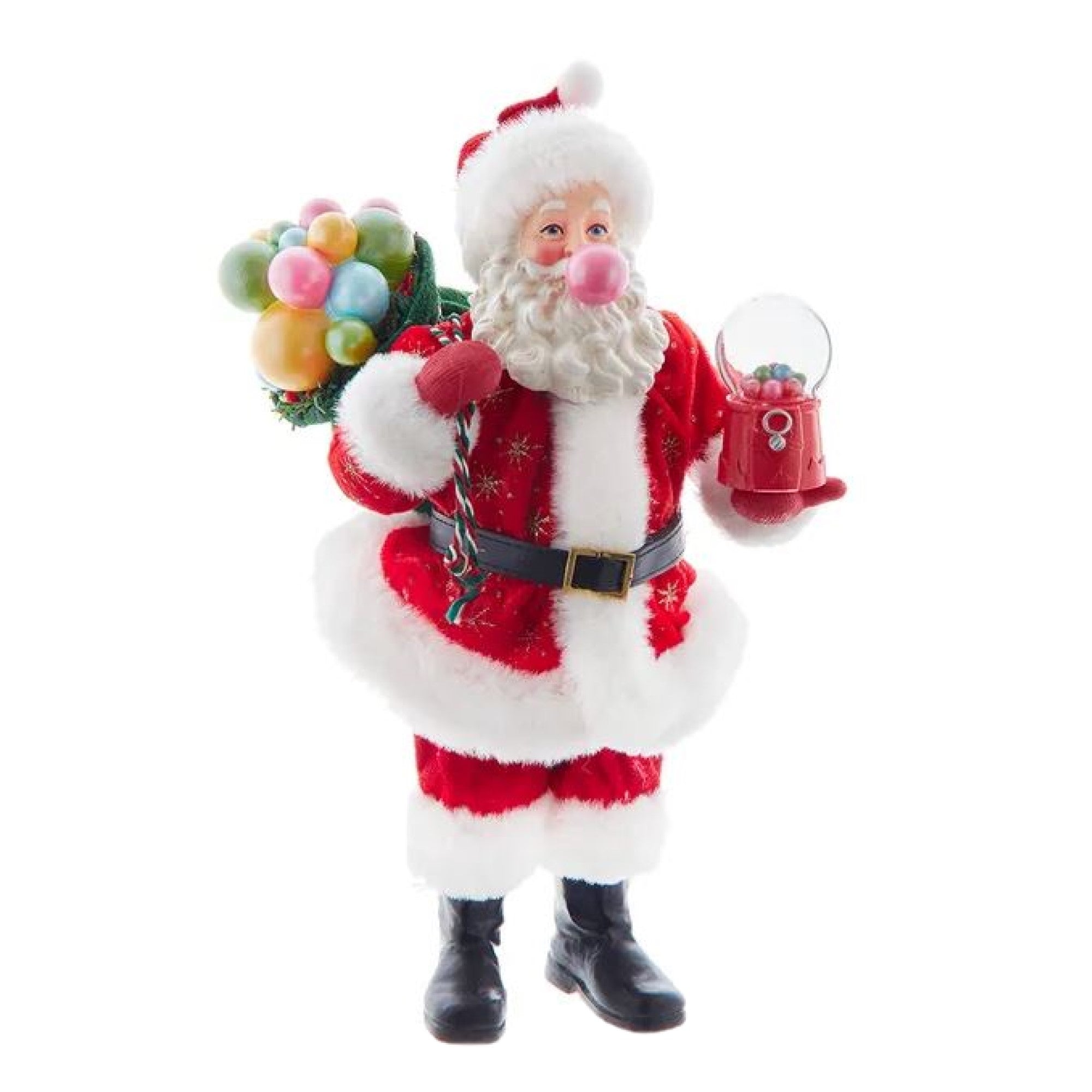 Kurt Adler Fabriche Christmas Figurine, Bubblegum Santa, 13.75in