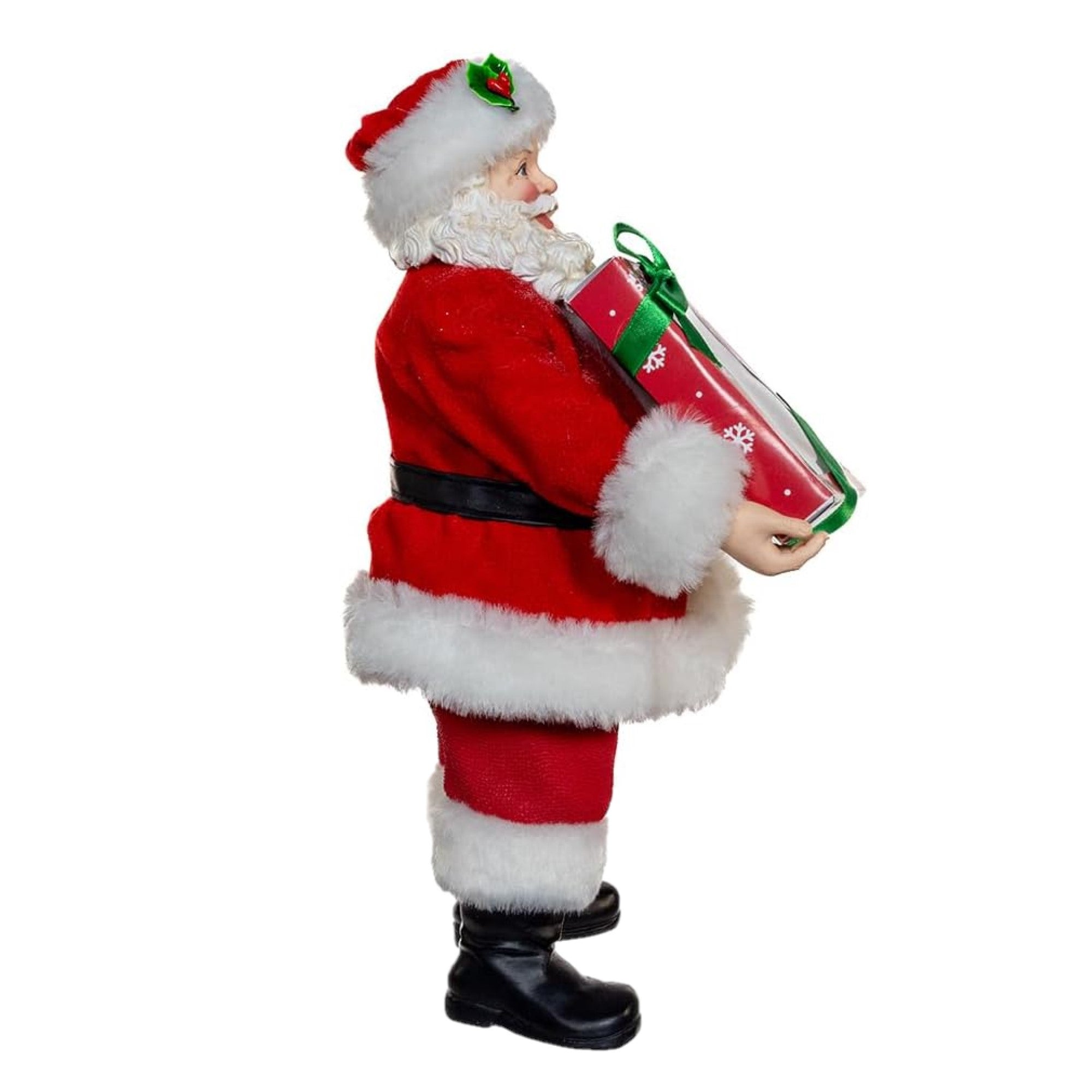 Kurt Adler Fabriche Christmas Figurine, Santa with Box of Donuts, 10.5in