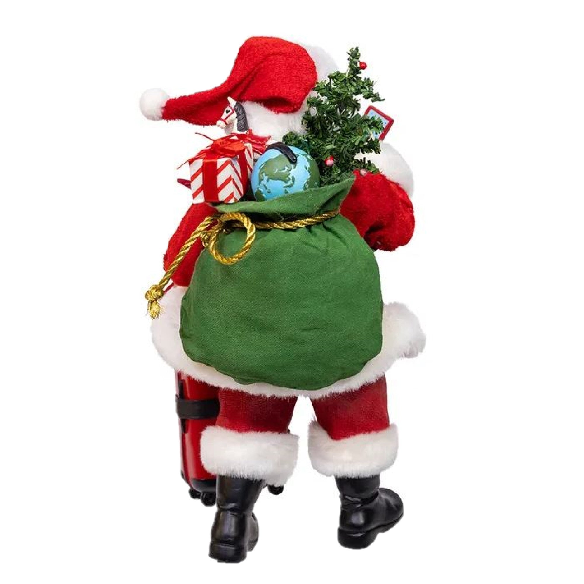 Kurt Adler Fabriche Christmas Figurines, Santa with Red Luggage, 10.5in (Set of 2)