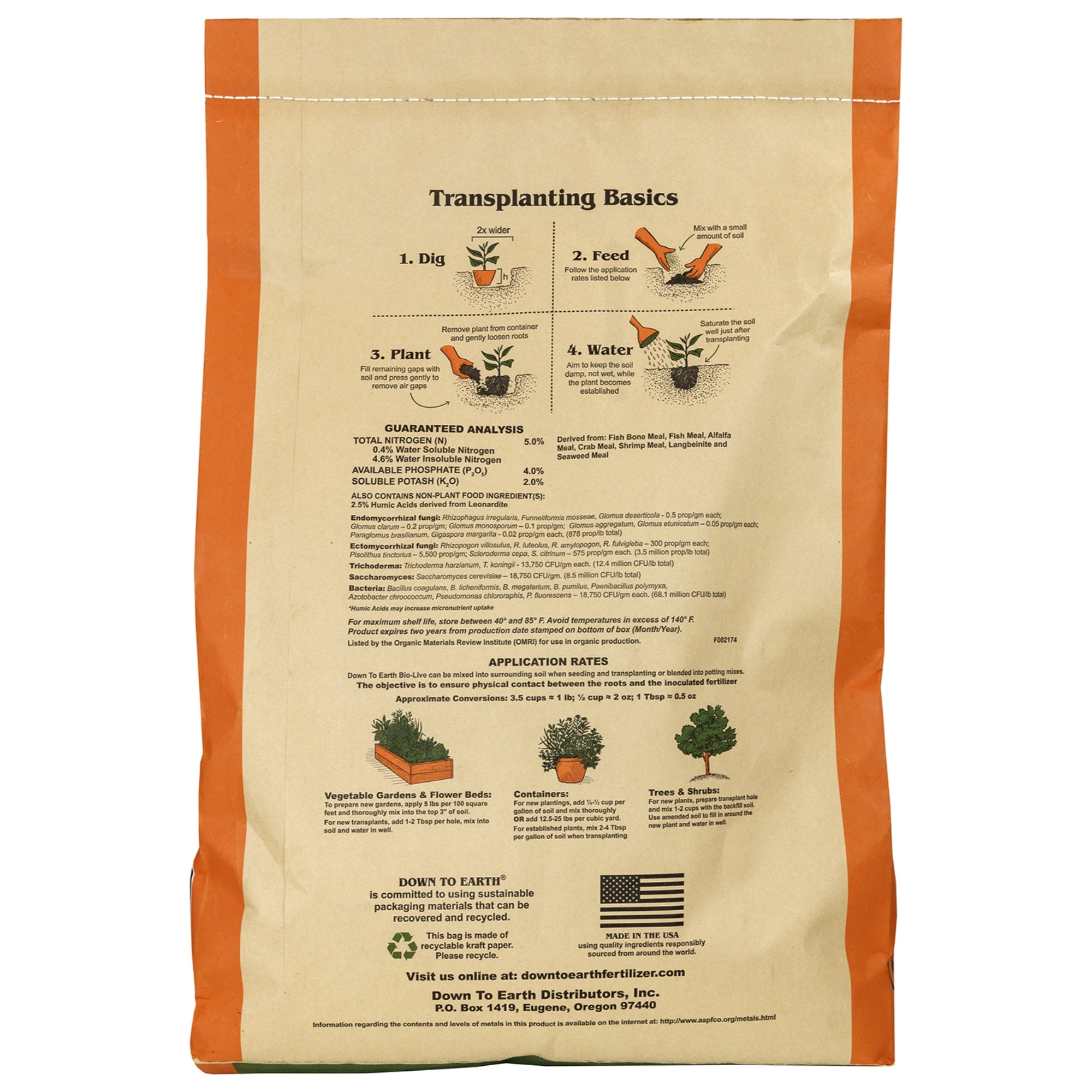 Down to Earth Organic Bio-Live Fertilizer Mix 5-4-2