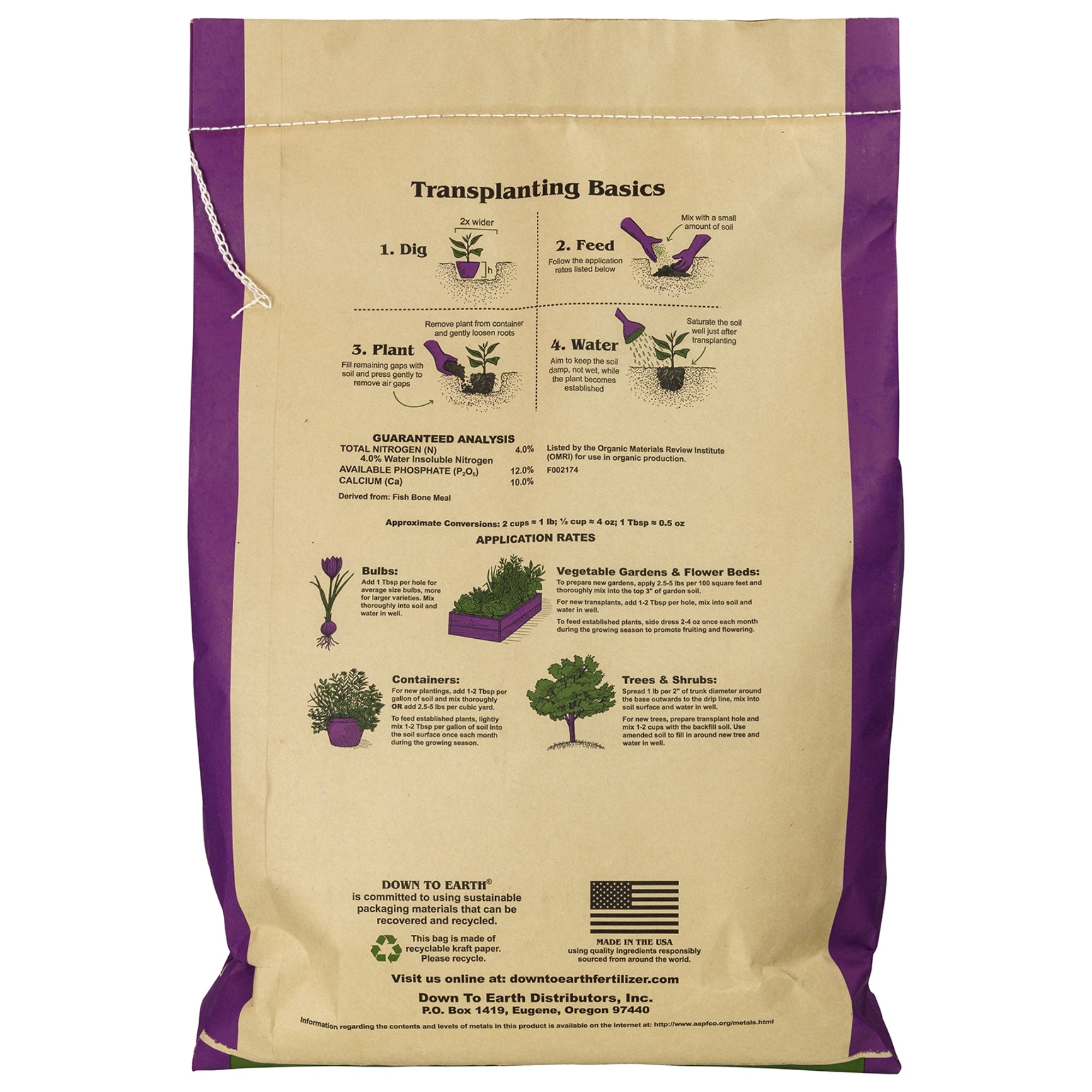 Down to Earth Organic Fish Bone Meal Fertilizer Mix 4-12-0