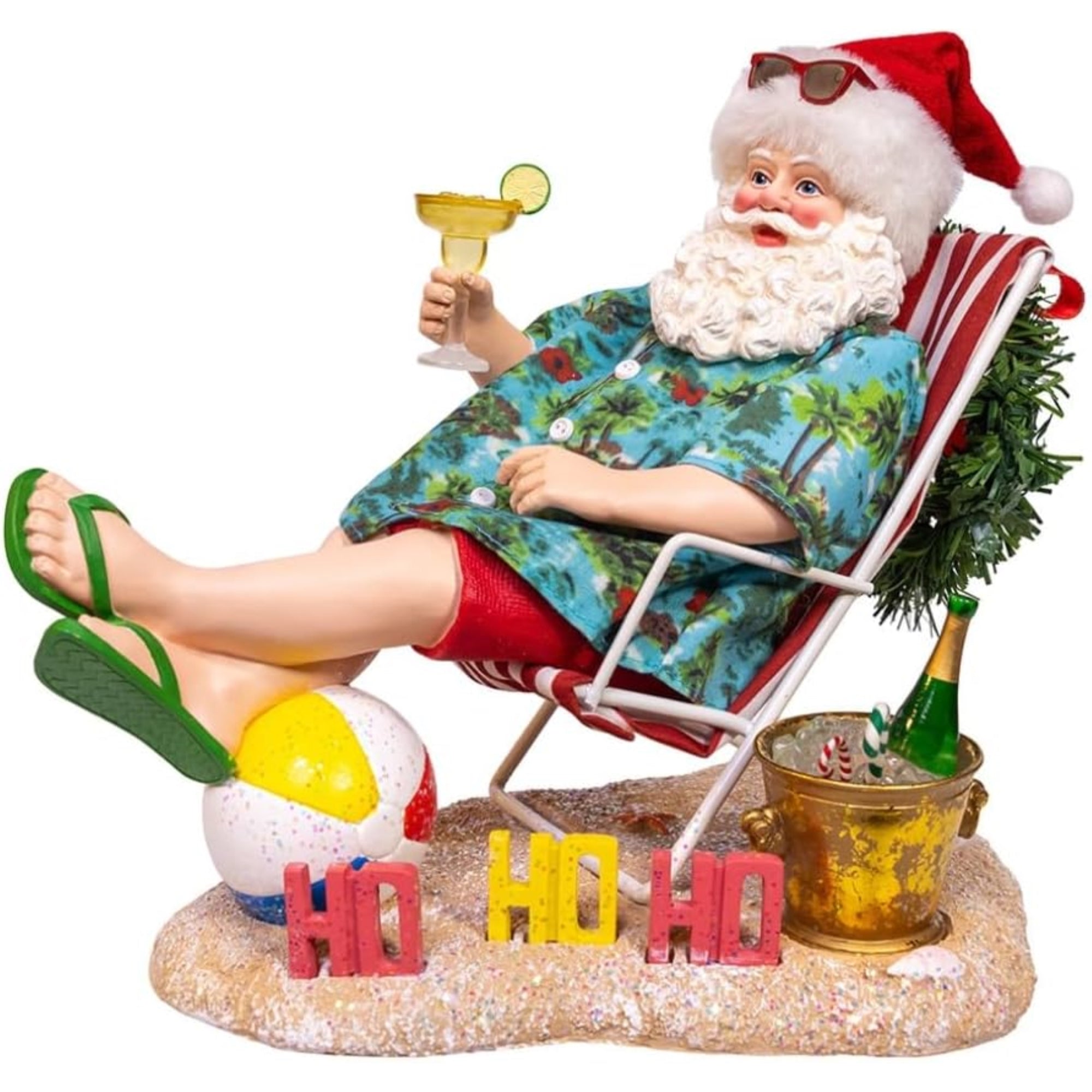 Kurt Adler Fabriche Christmas Figurine, Santa Beach Chair, 8.5in