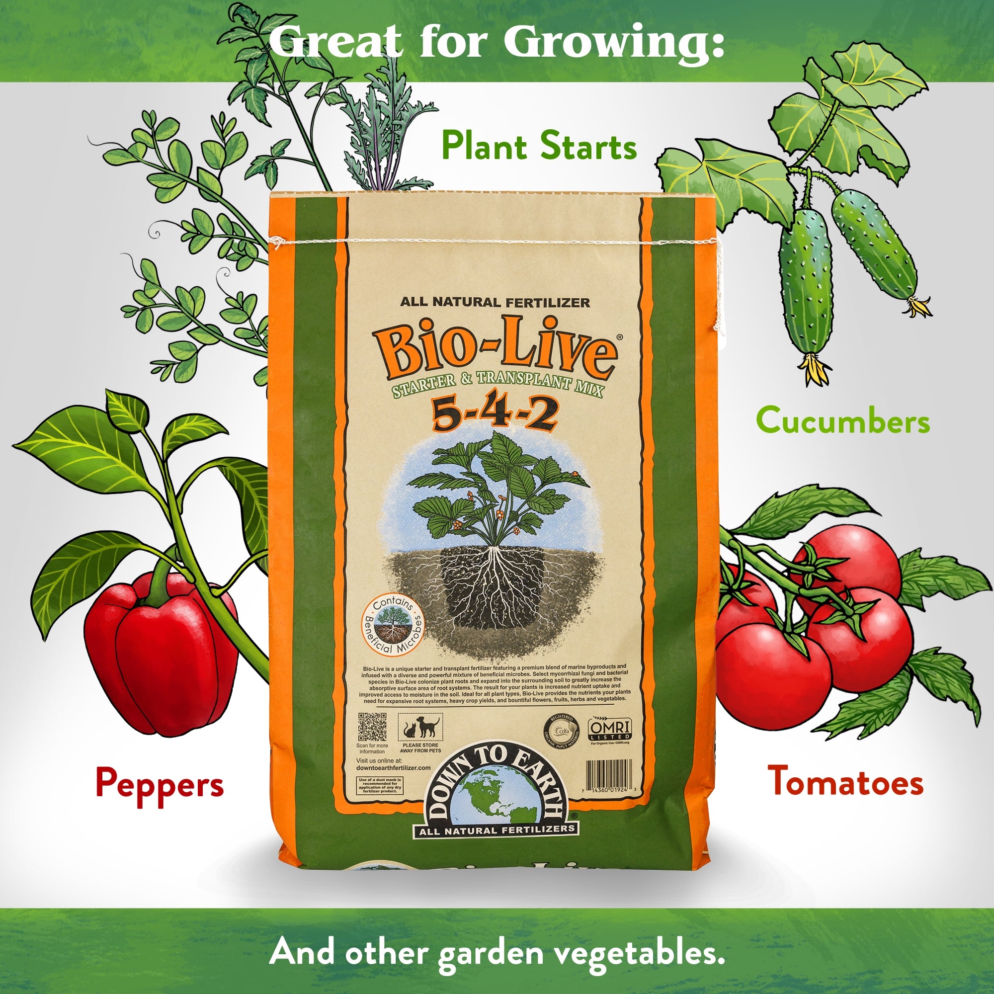 Down to Earth Organic Bio-Live Fertilizer Mix 5-4-2