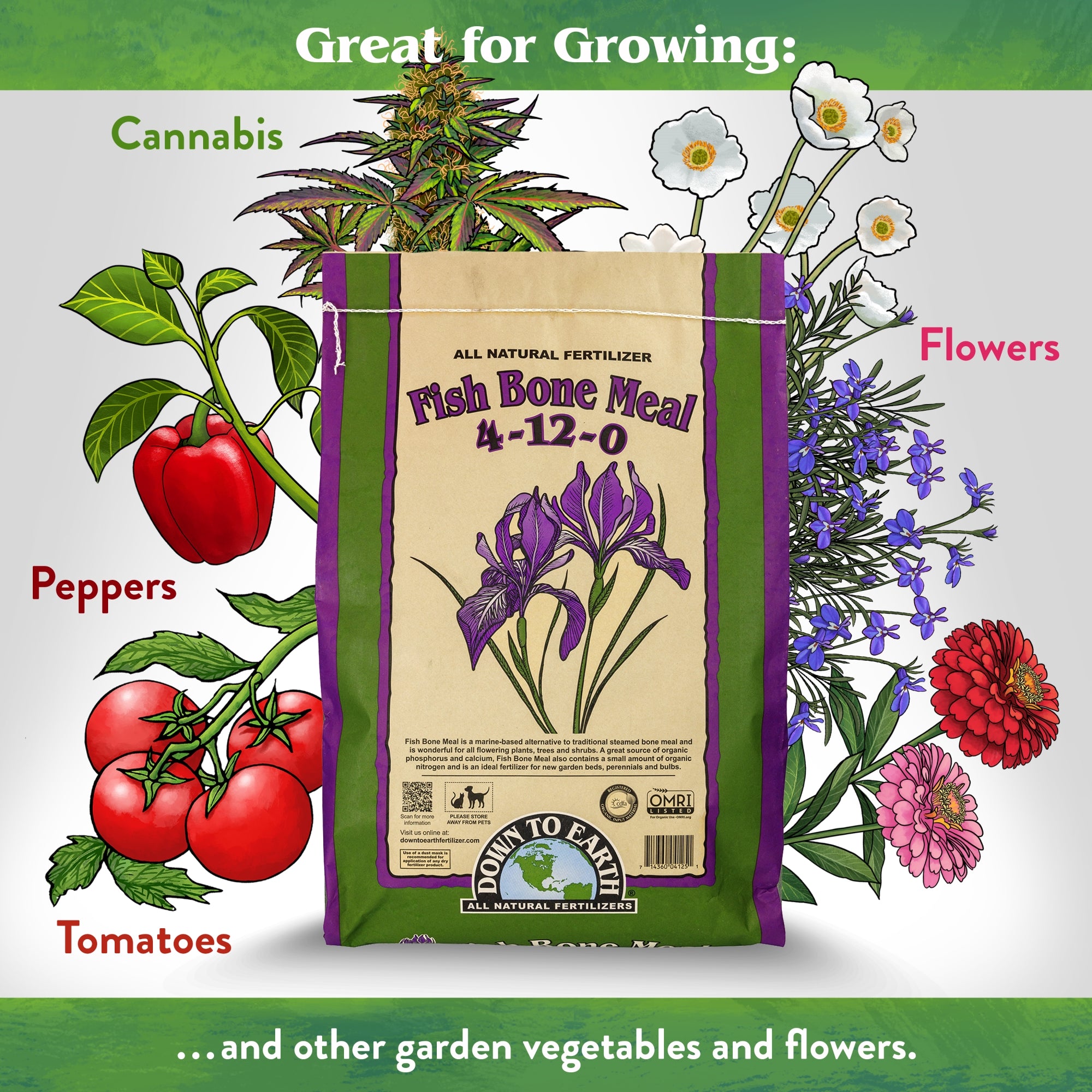 Down to Earth Organic Fish Bone Meal Fertilizer Mix 4-12-0