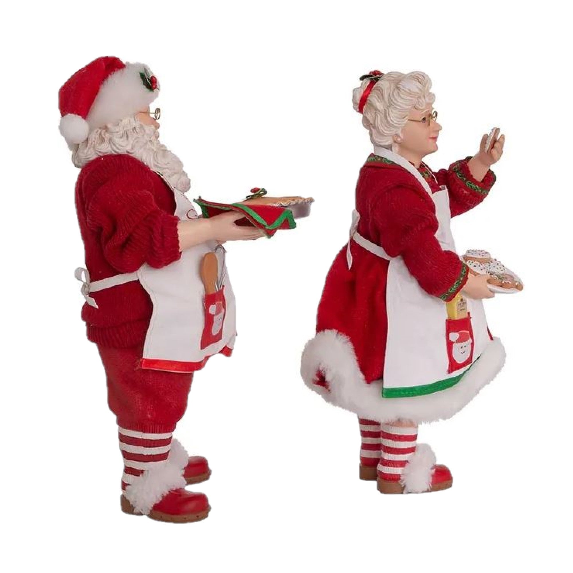 Kurt Adler Fabriche Christmas Figurines, Mr. and Mrs. Claus with Desserts, 10.5in (Set of 2)