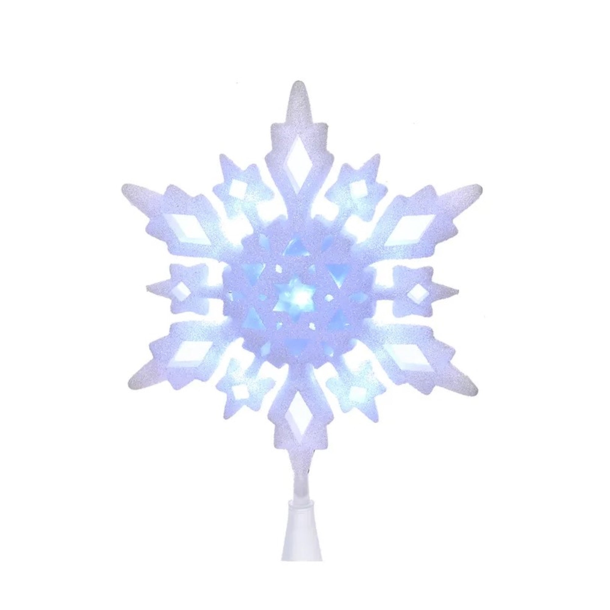 Kurt Adler Glitter LED Christmas Snowflake Treetop, Cool White, 10in