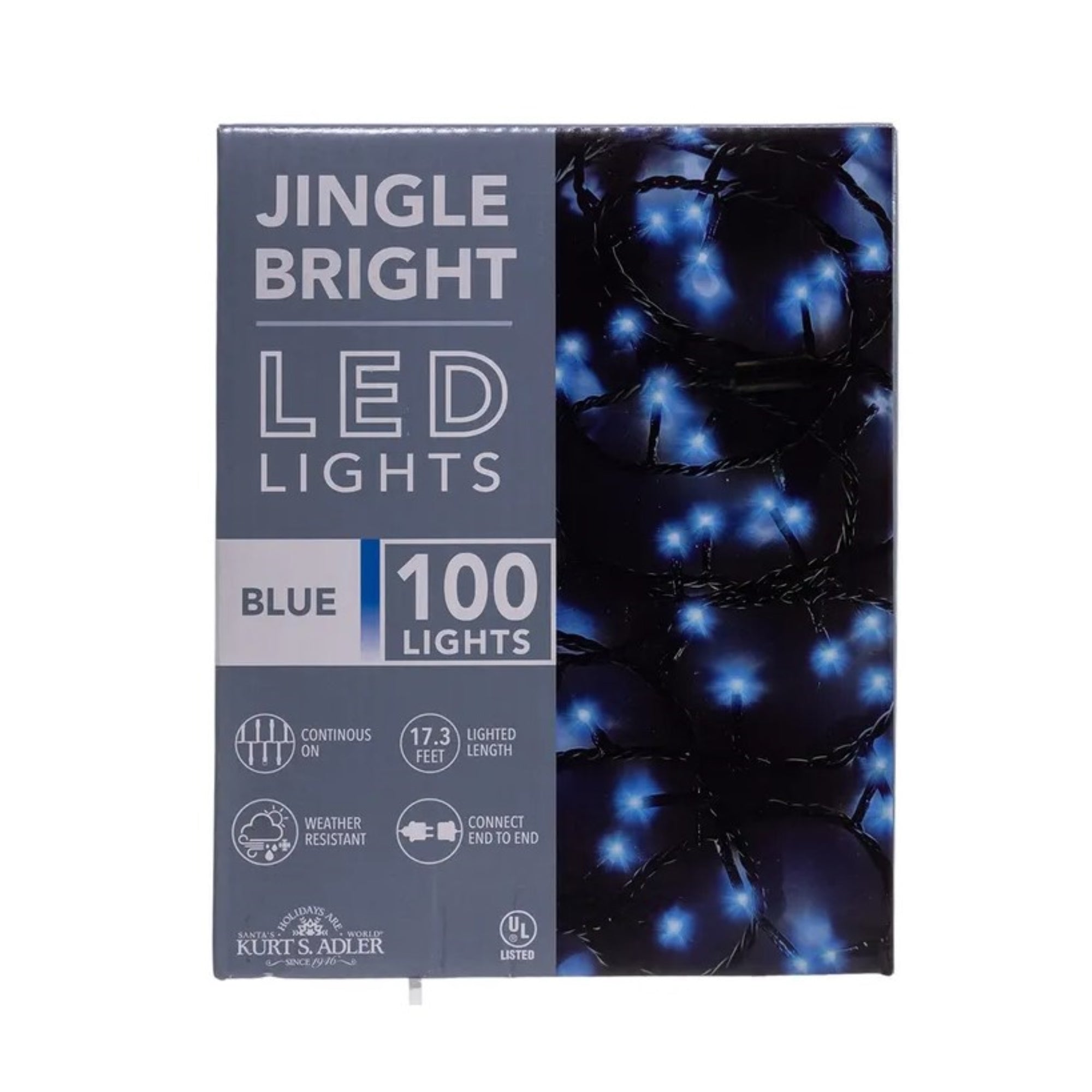 Kurt Adler Jingle Bright String Lights, Blue, 16.5ft