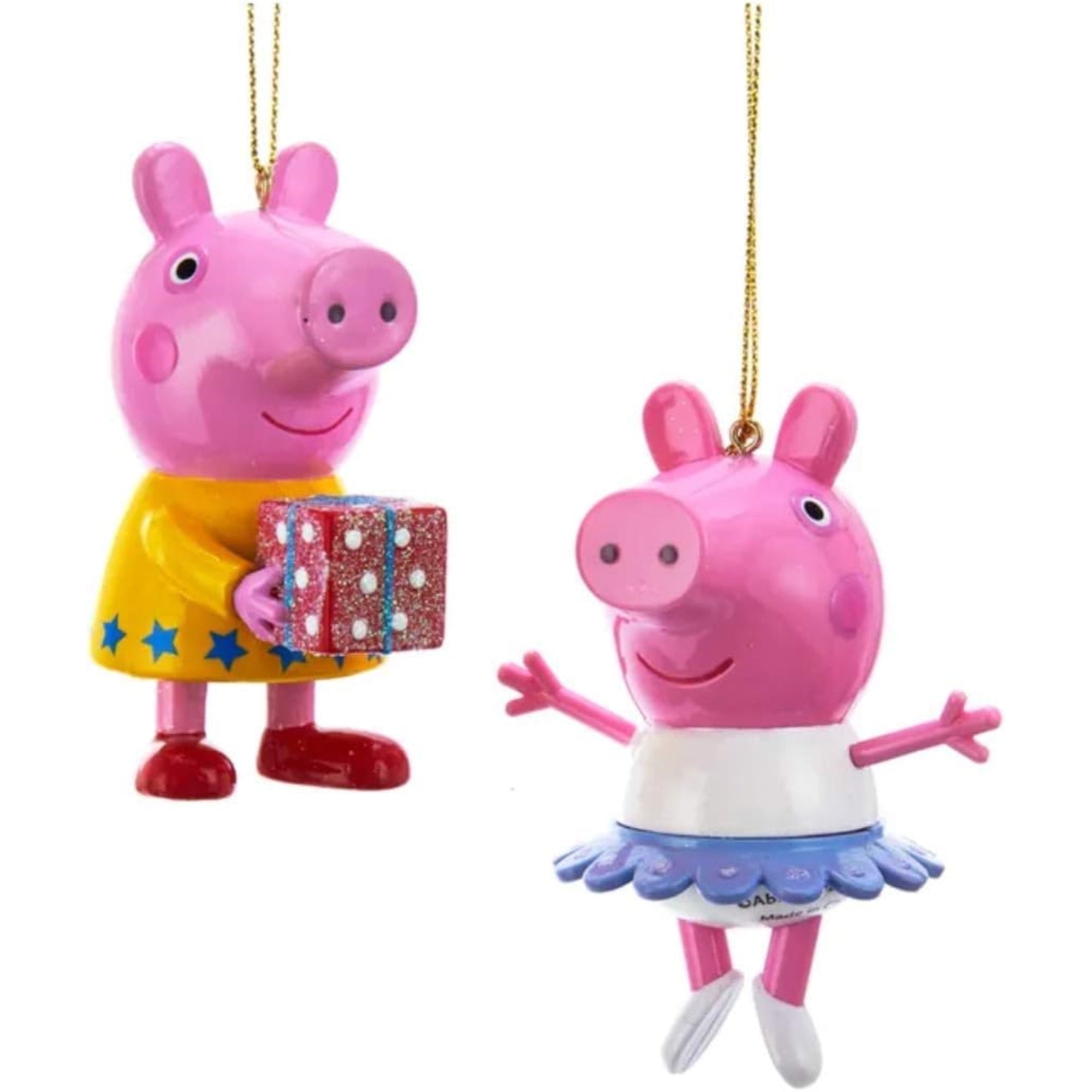Kurt Adler Plastic Ornaments for Christmas Tree, Peppa Pig Ballerina (Pack of 2)