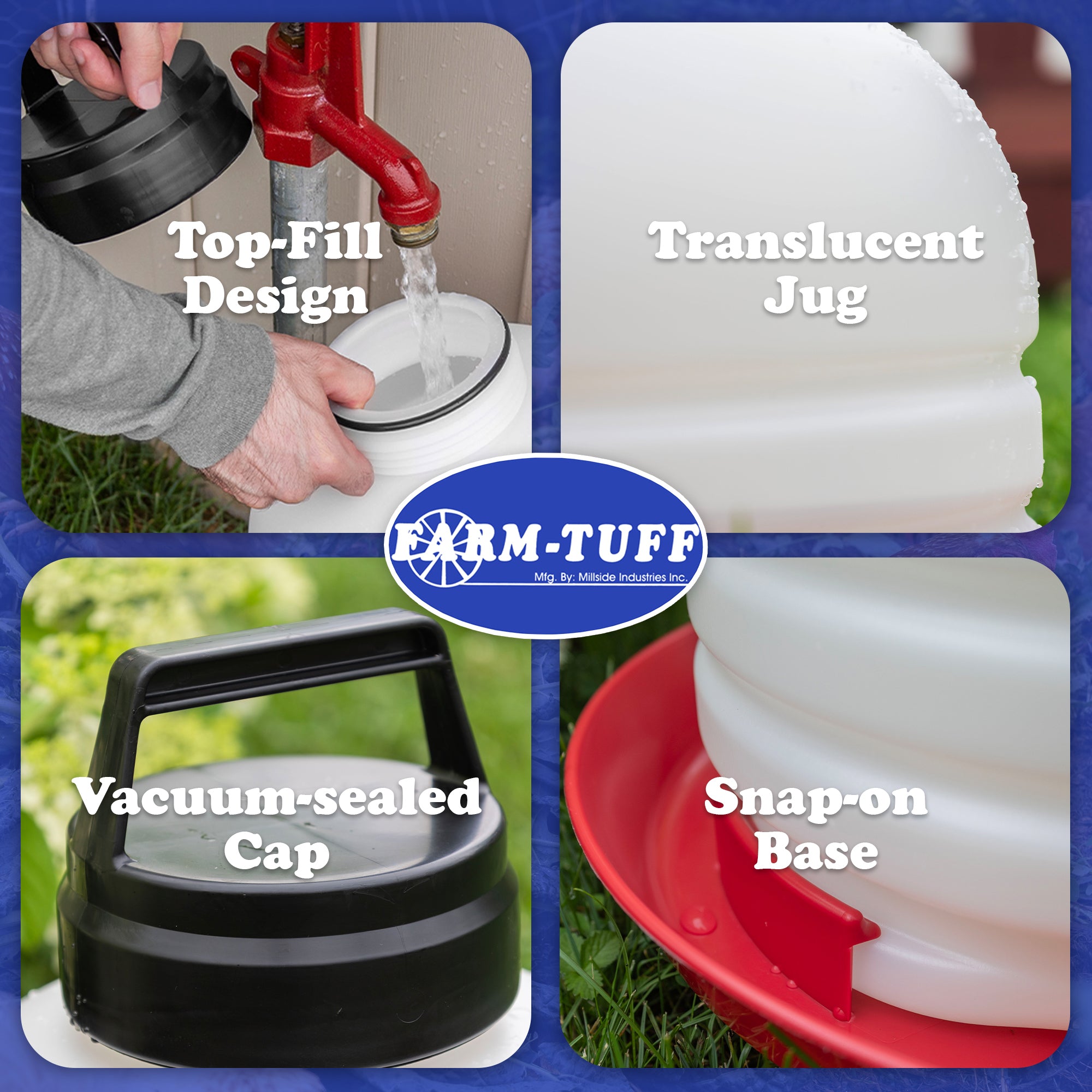 FARM-TUFF Durable Top Fill Hanging Plastic Automatic Poultry and Game Bird Fountain Waterer for Chickens