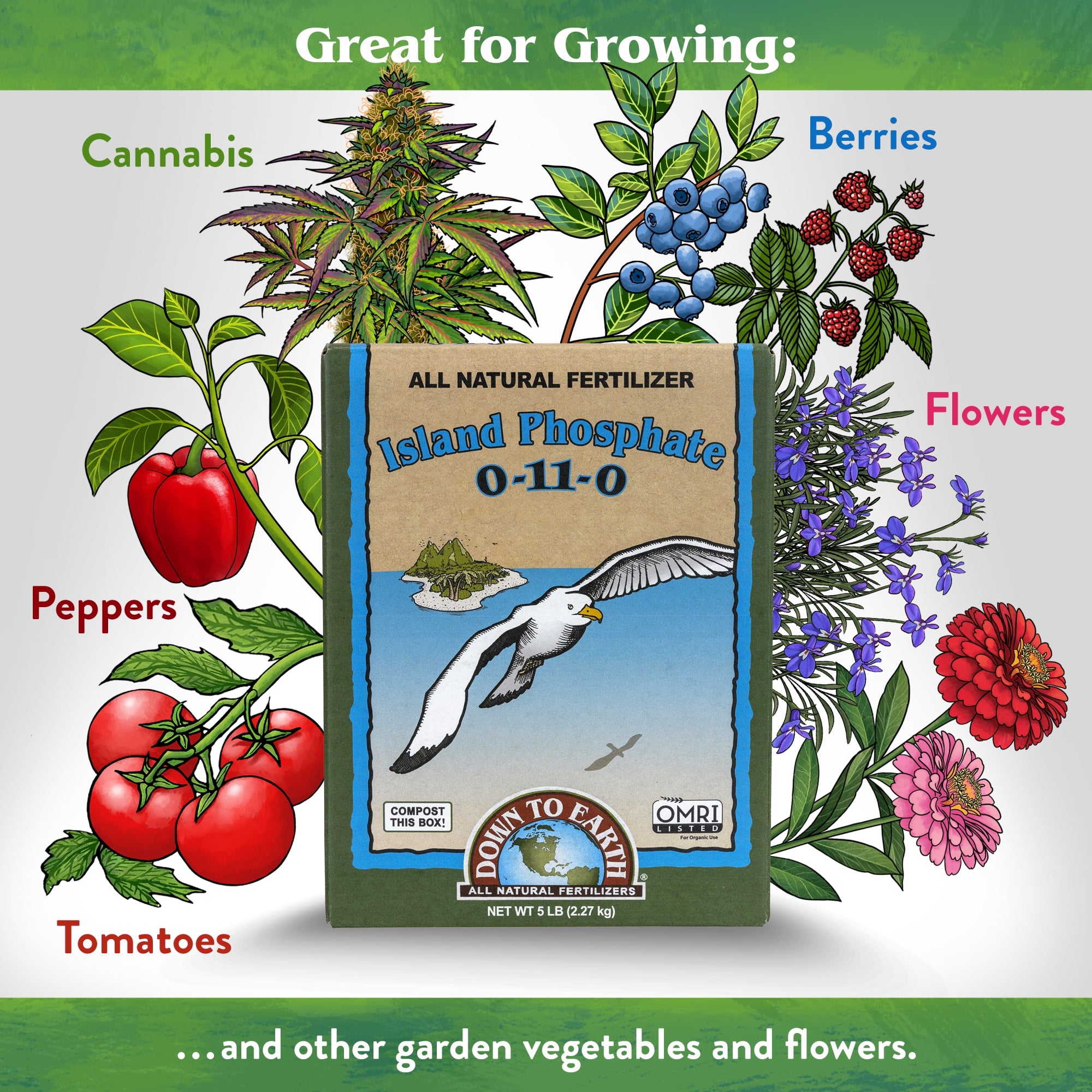 Down to Earth Island Phosphate 0-11-0 All Natural Fertilizer, 5lbs