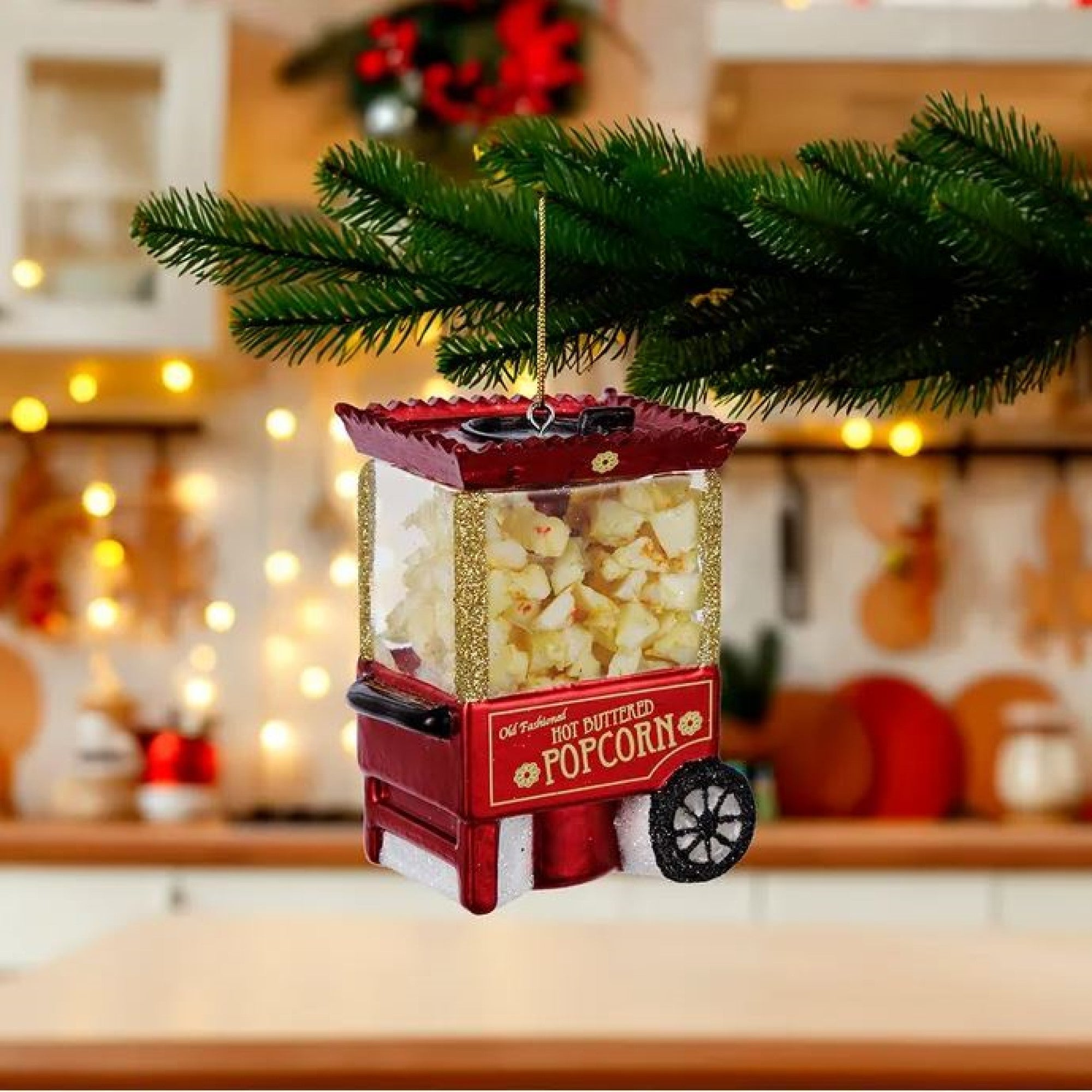 Kurt Adler Noble Gems Glass Ornament for Christmas Tree, Popcorn Machine