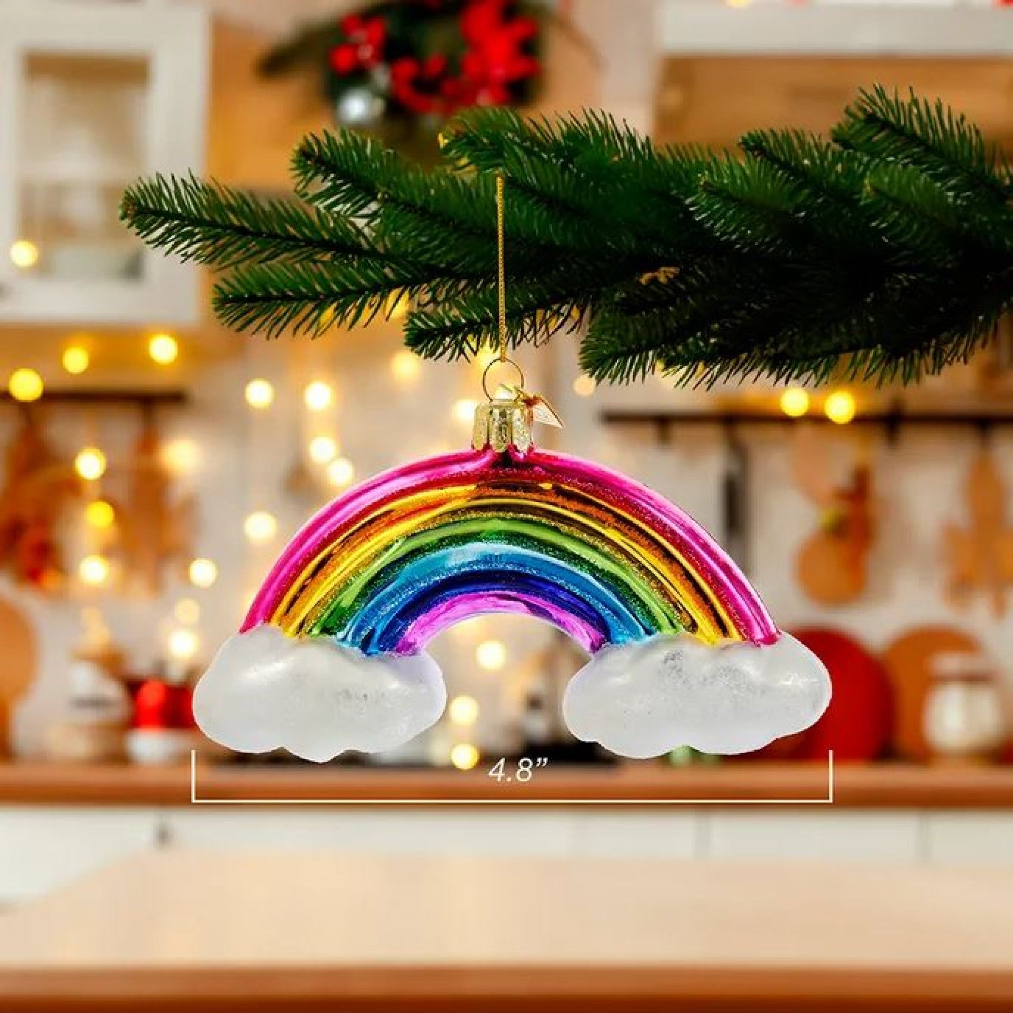 Kurt Adler Noble Gems Glass Ornament Rainbow & Clouds - Thumbnail 3