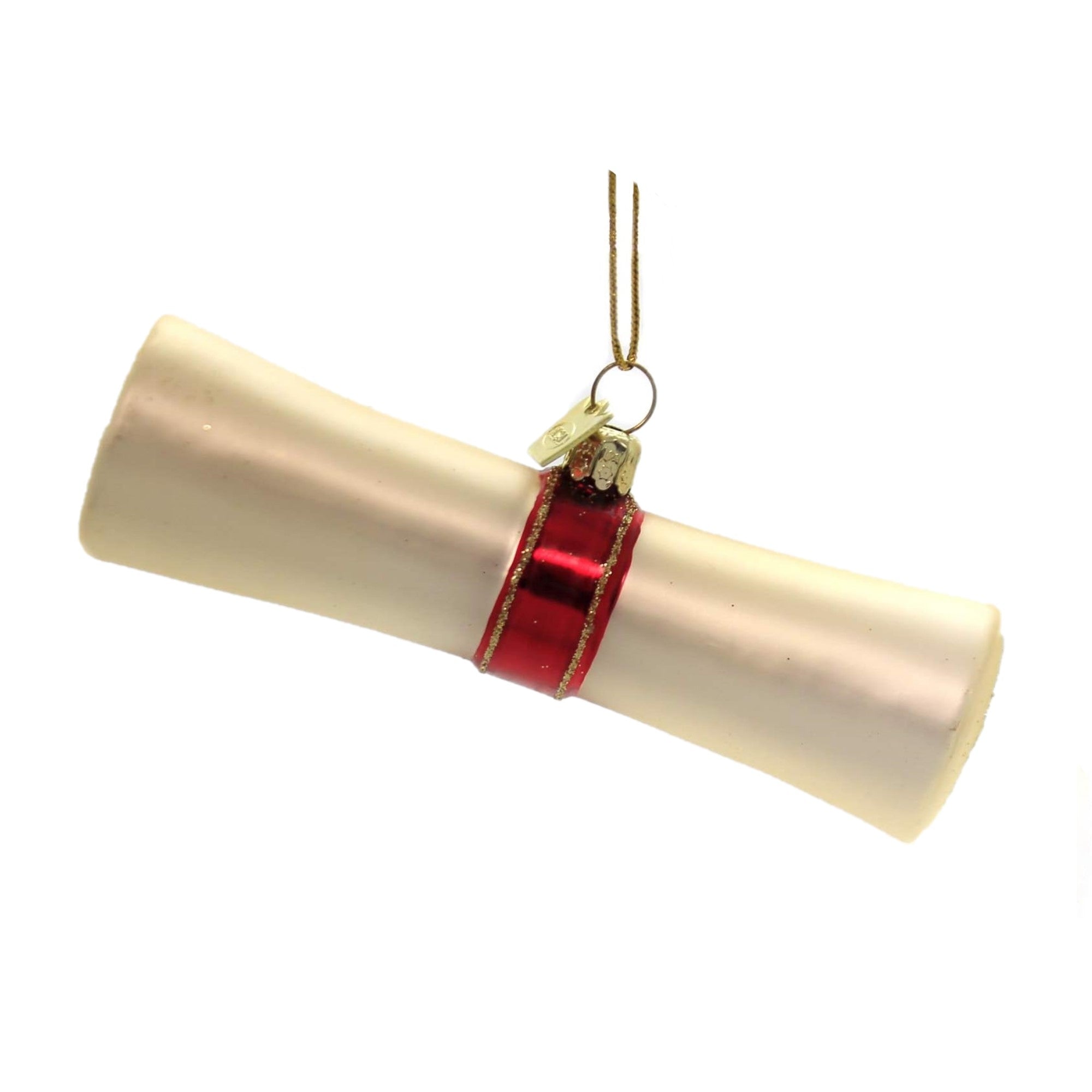 Kurt Adler Noble Gems Glass Ornament for Christmas Tree, Diploma Red & Gold Stamp