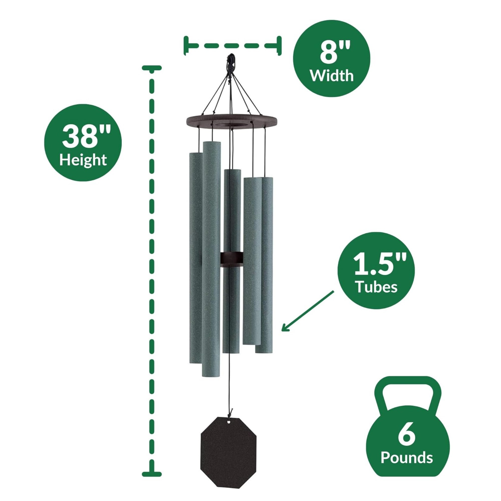 Lambright Chimes Solar Singer Wind Chime, Amish Handcrafted, 38in