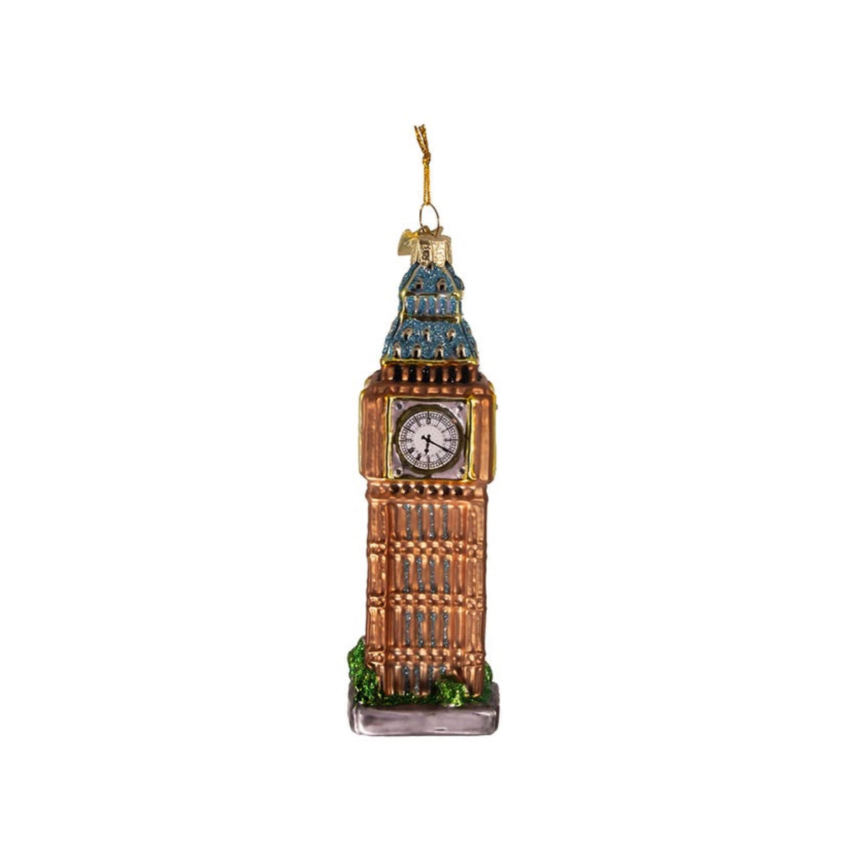 Kurt Adler Noble Gems Glass Ornament for Christmas Tree, Big Ben Clock Tower