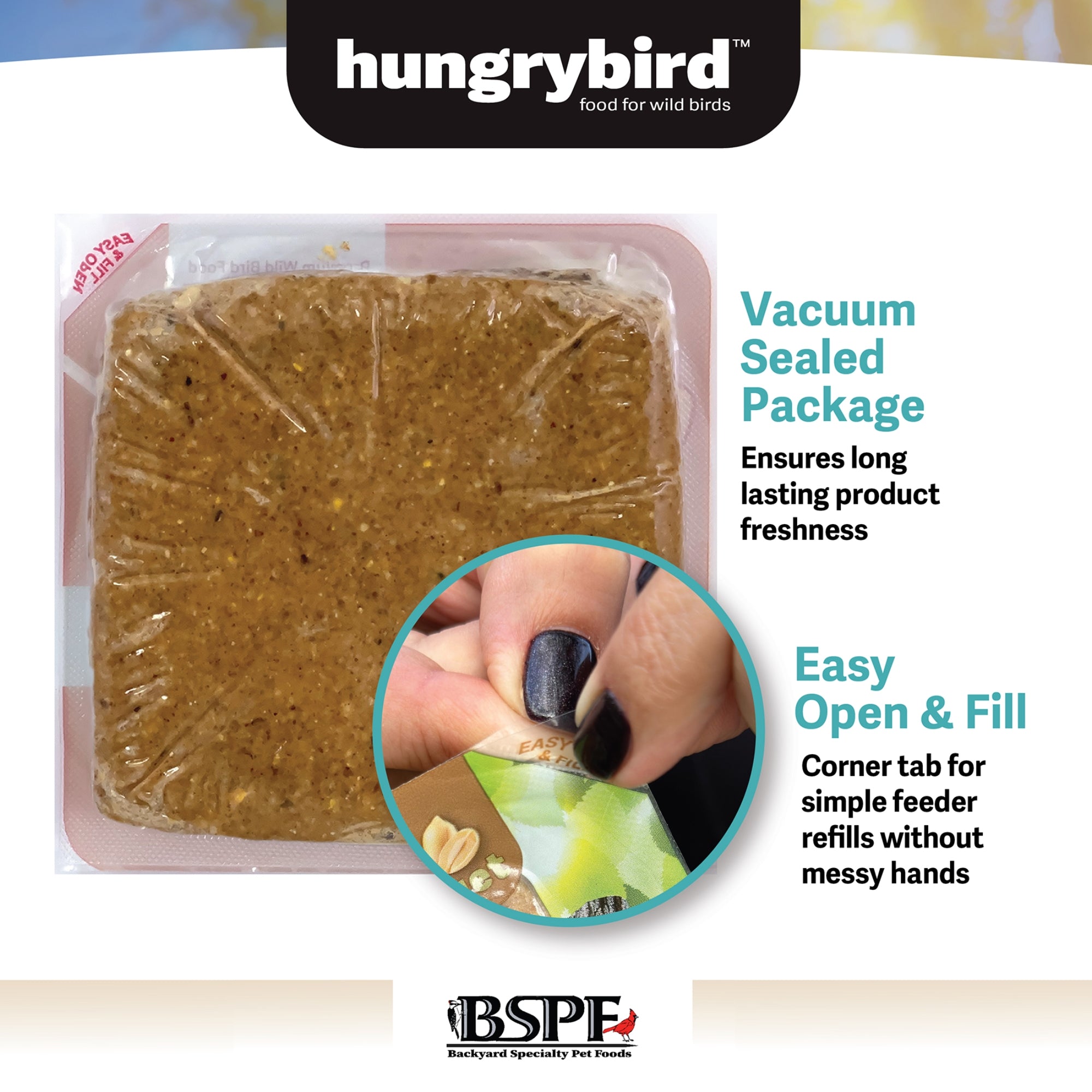 Hungrybird Energy+ No-Melt, High-Protein Suet Cake with Mealworm Filling for Outside Wild Bird Feeders