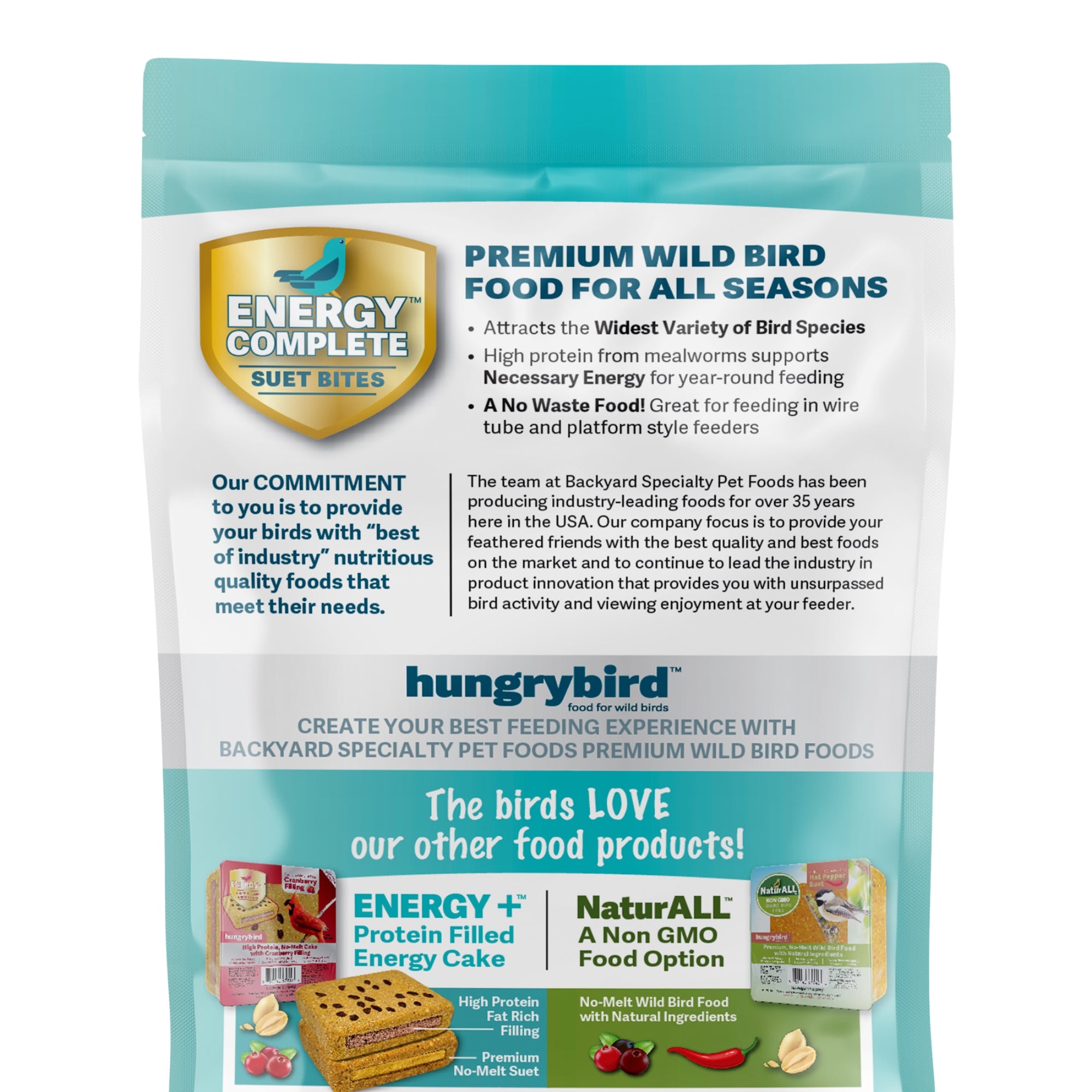 Hungrybird Energy Complete, 3lb - High-Protein Peanut Butter Suet Bites for Outside Wild Birds