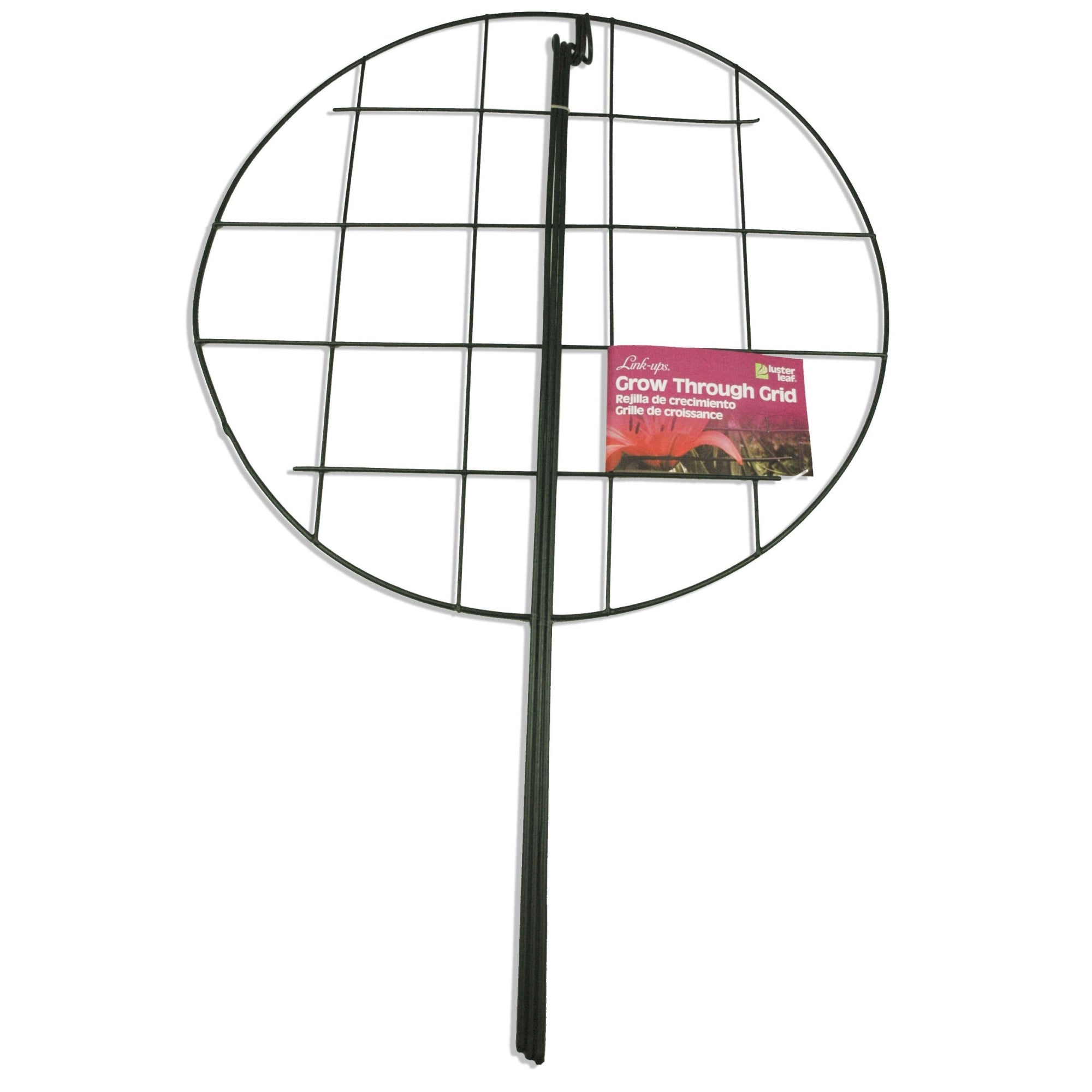 Luster Leaf Link-Ups Round Metal Grow Through Grid Plant Support, 20" Grid x 30" Leg, Green