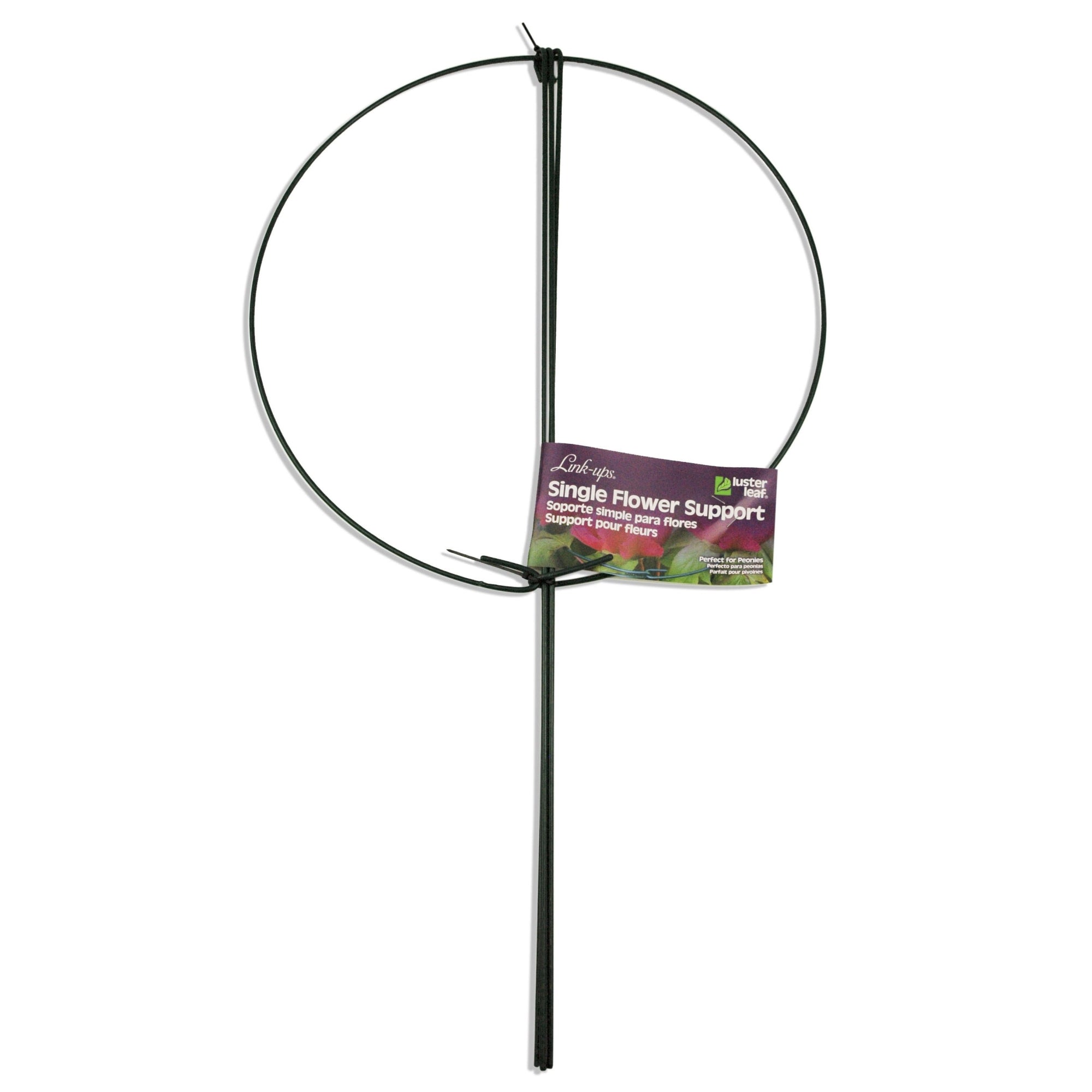 Luster Leaf Link-Ups Round Metal Flower Support, for Gardens and Flower Beds, 10" Ring x 18" Leg, Green