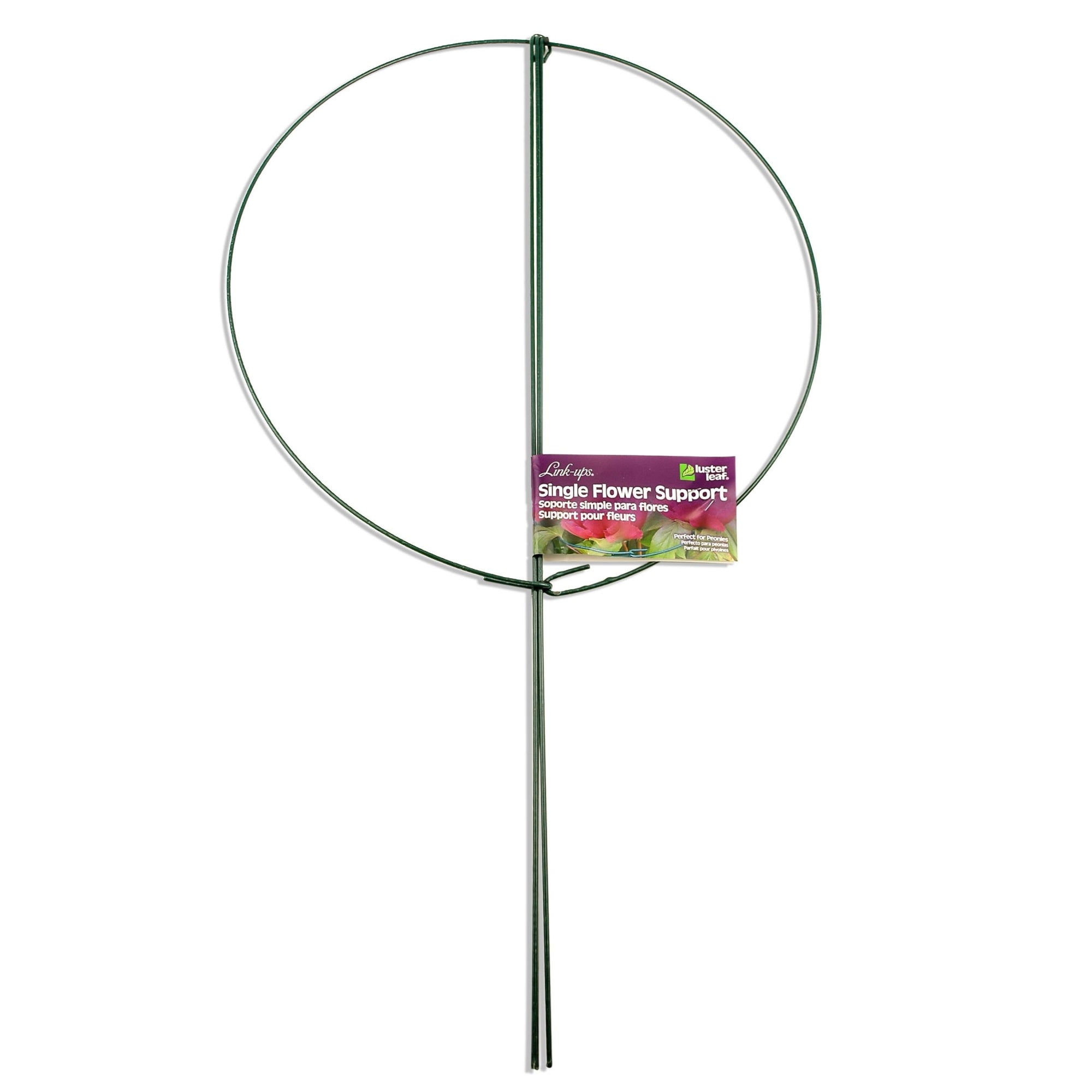 Luster Leaf Link-Ups Metal Flower Support, Single for Gardens and Flower Beds - 18" Ring x 36"H, Green