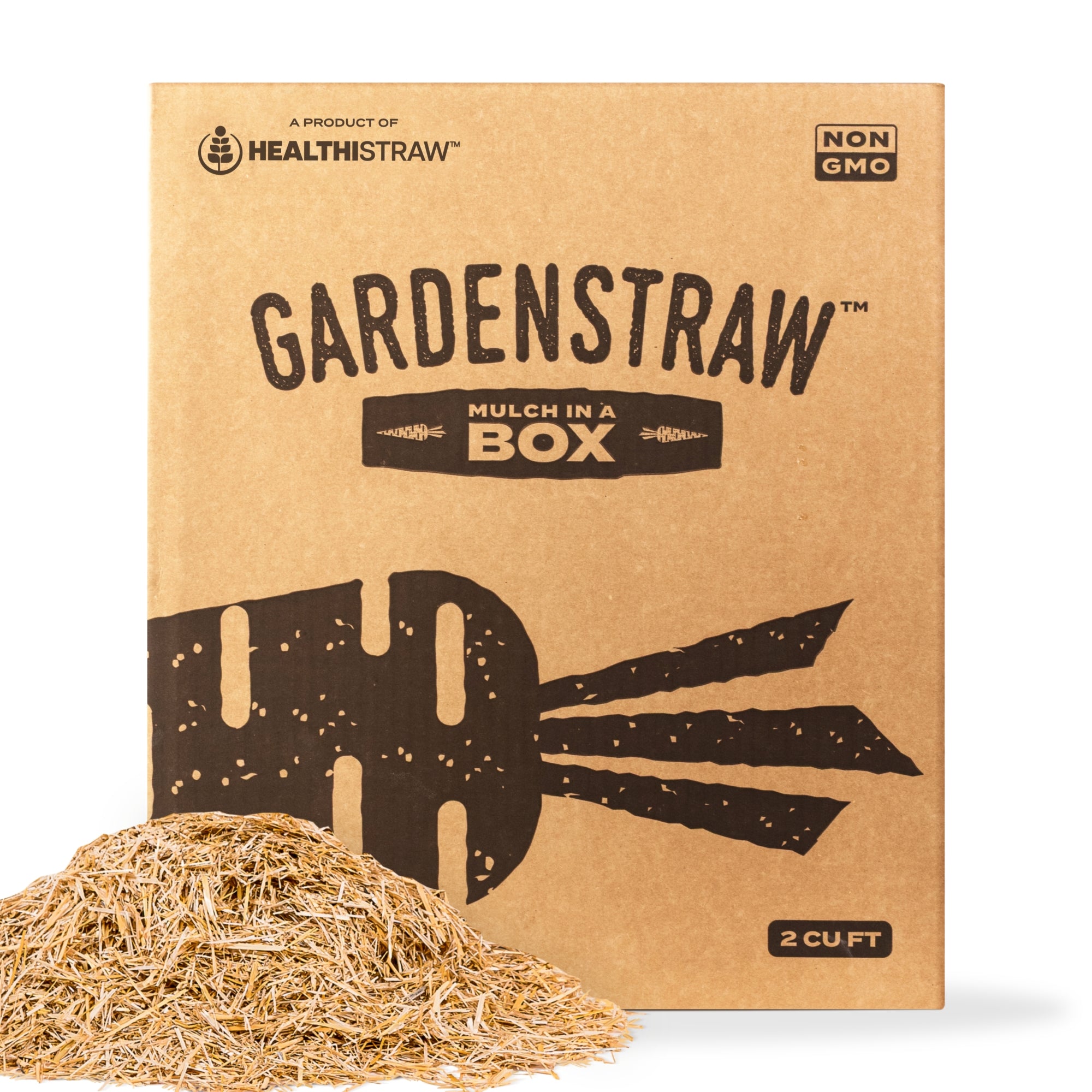 HealthiStraw GardenStraw Boxed – All-Natural, Clean, Sustainable Garden Straw Mulch for Gardens and Grass Seeding, Plastic-Free Packaging, 2 cu ft