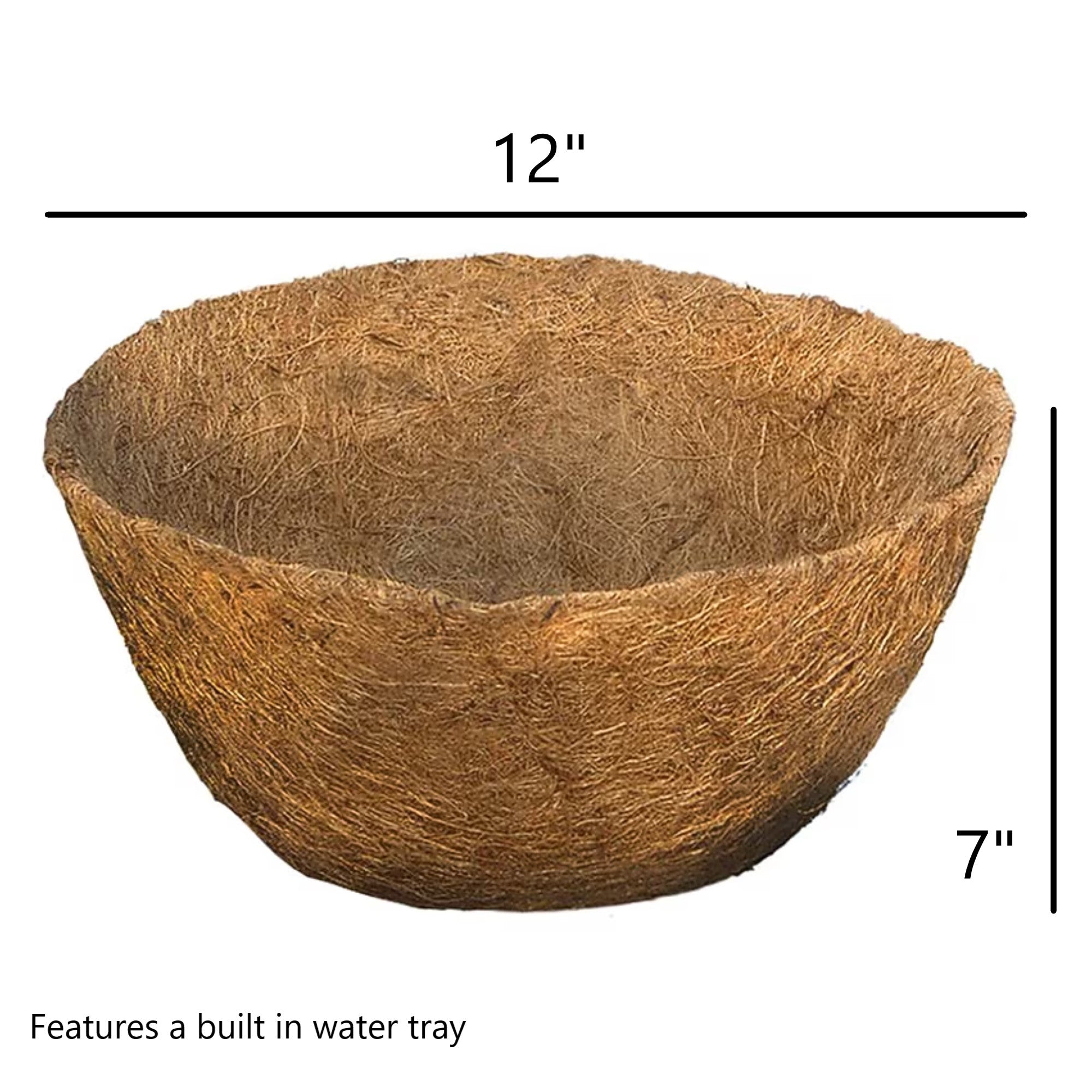 Pride AquaSav Round Smart Coco Liner with Built-In Water Tray for Hanging Baskets, 12”