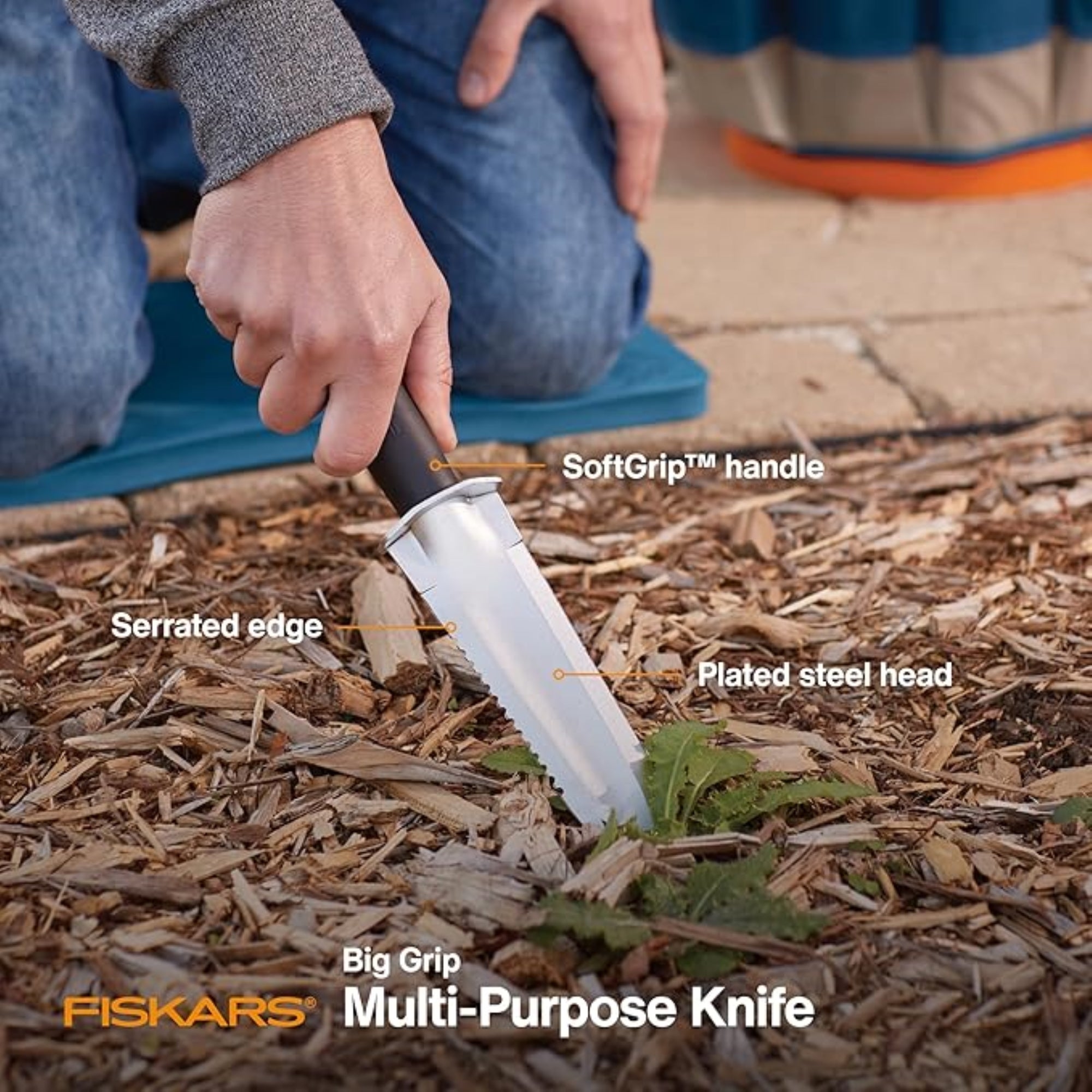 Fiskars SoftGrip Multipurpose Garden Knife for Planting, Weeding, Digging, and More, 13"